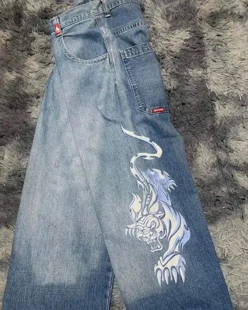 Japanese Brand × Vintage Hip Hop Tiger Graphic Goth Retro Blue Size US 32 / EU 48 - 3 Thumbnail