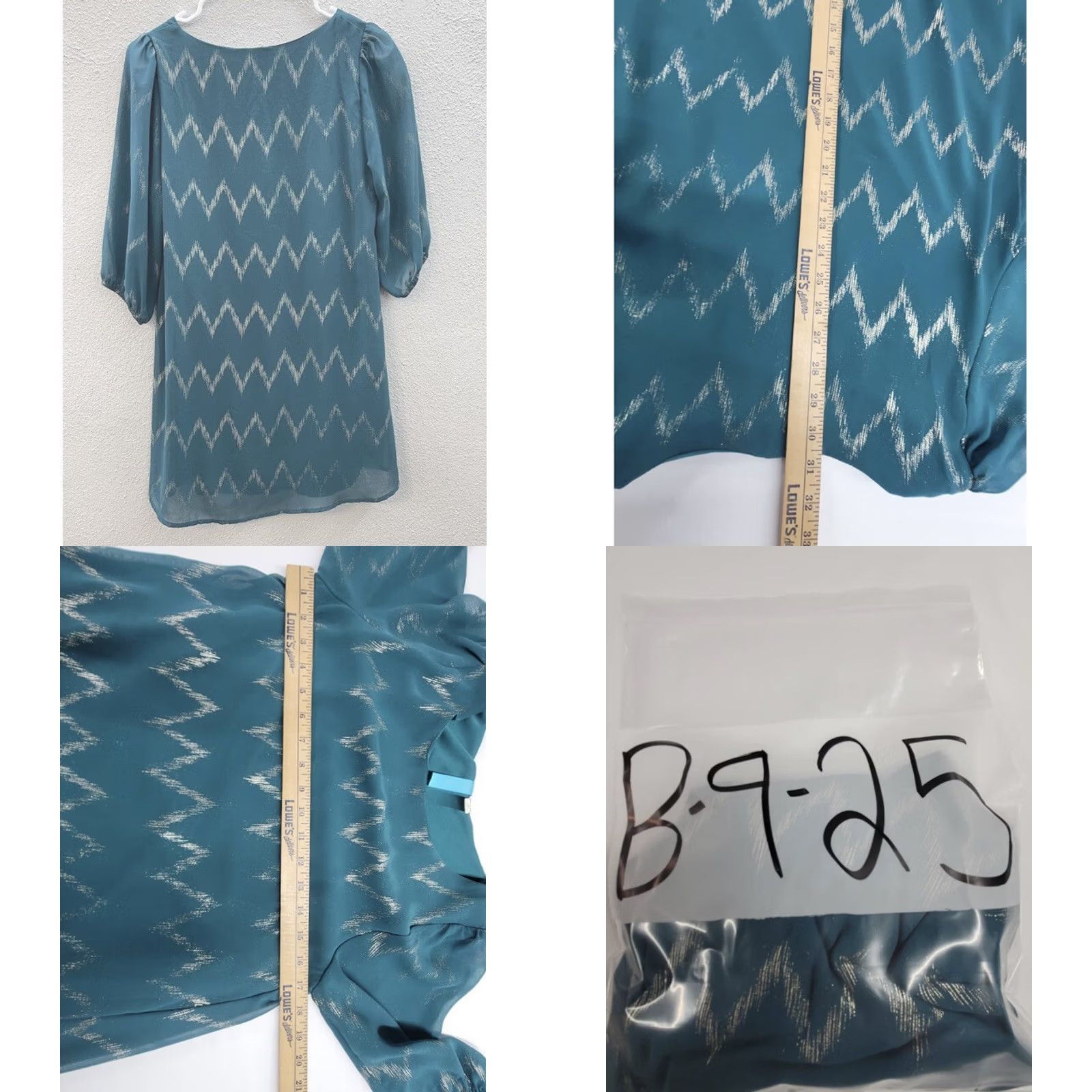 Vintage Teal and Gold Chevron Mini Dress, Womens Buttons Brand Size Small Size S / US 4 / IT 40 - 8 Thumbnail
