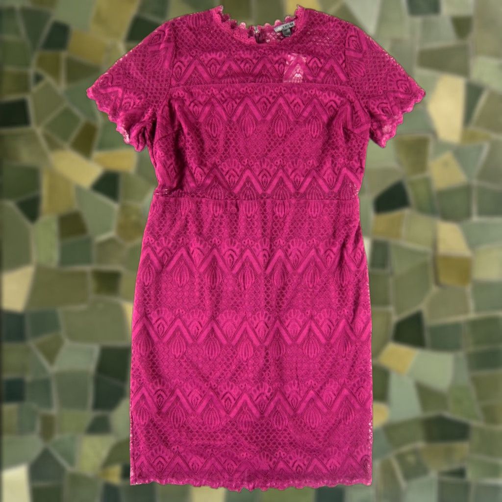 Nordstrom LOVE X DESIGN Dress Nordstrom Berry Pink Lace Short Sleeve Sheath 3X NWT Size 40" / US 18 - 1 Thumbnail