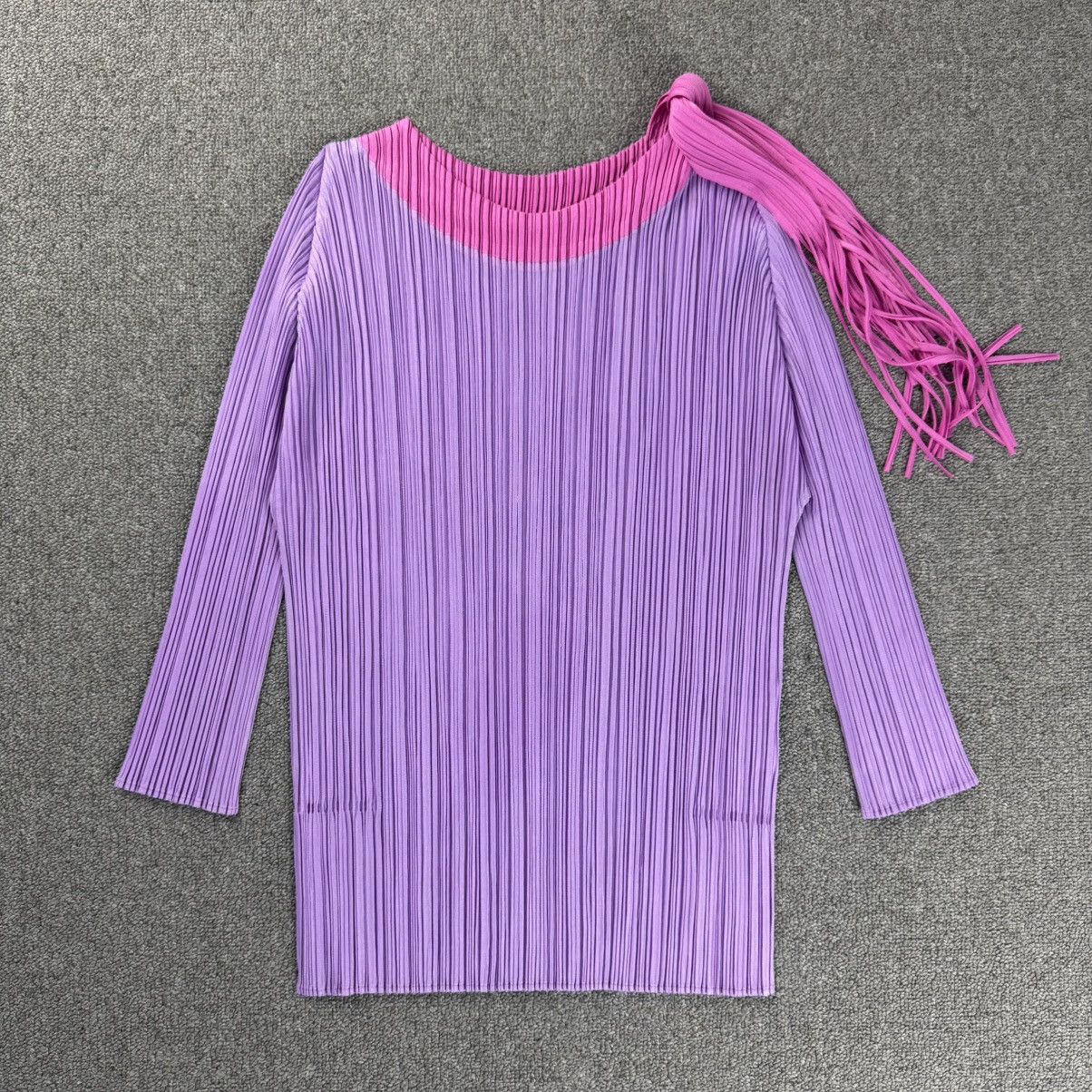 Pleats Please Issey Miyake Pleats Please -Joyce -Fringe Ribb Top Cut and Sewn 3/4Sleeve Size M / US 6-8 / IT 42-44 - 1 Thumbnail