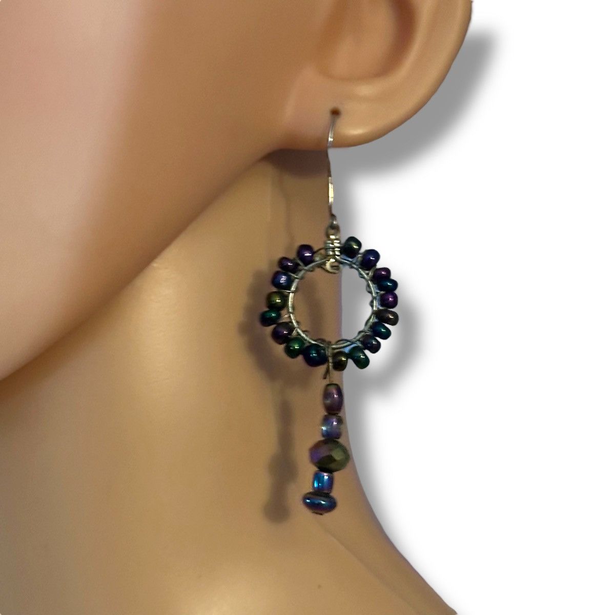 Other Iridescent Beaded Hoop Earrings Size ONE SIZE - 2 Thumbnail