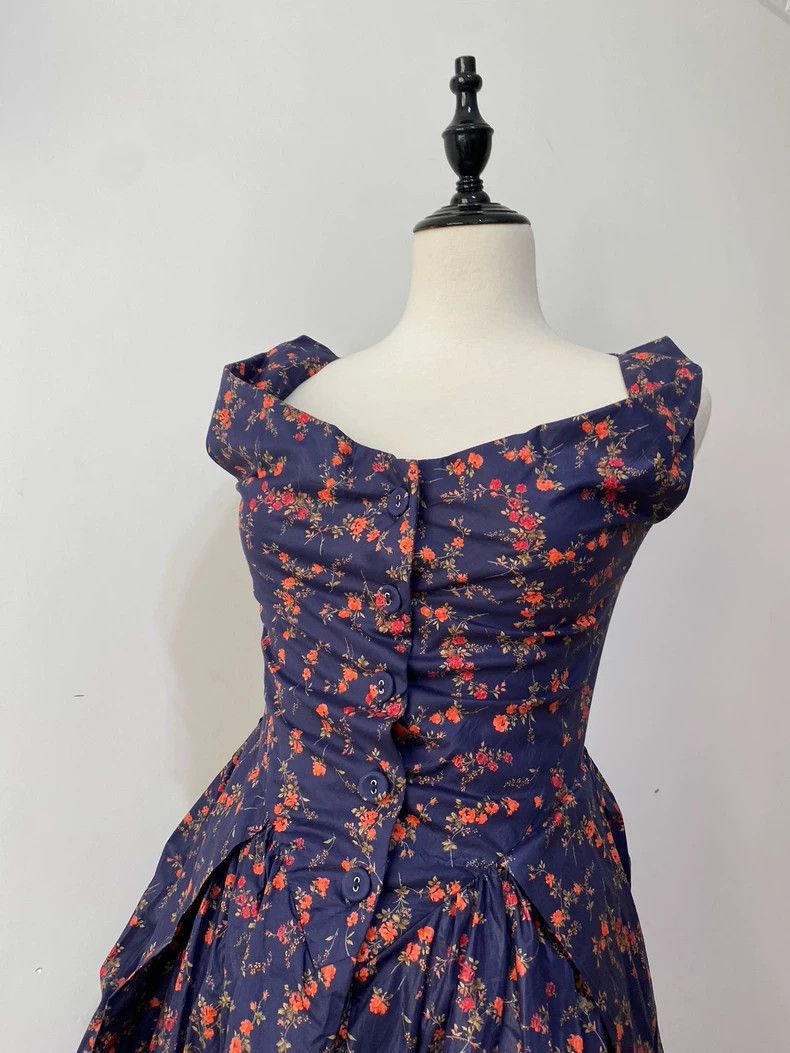 Vivienne Westwood Vivienne Westwood A dark blue floral swing collar corset d Size XS / US 0-2 / IT 36-38 - 5 Thumbnail