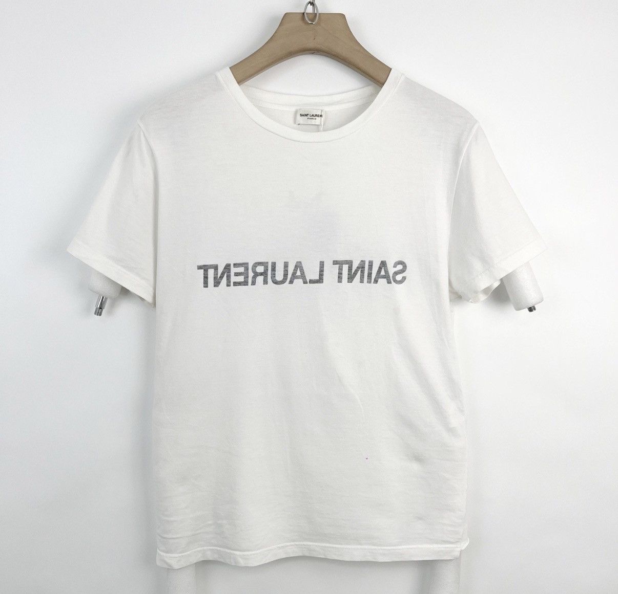 Saint Laurent Paris Saint Laurent / SLP Logo Print Short Sleeve T-Shirt K12 Size US S / EU 44-46 / 1 - 1 Thumbnail