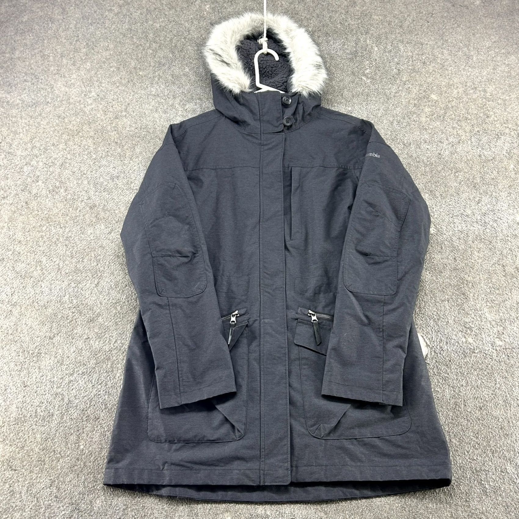 Vintage COLumbia Jacket Womens Large Gray Parka Hooded Nylon Long Interchange Size L / US 10 / IT 46 - 2 Thumbnail