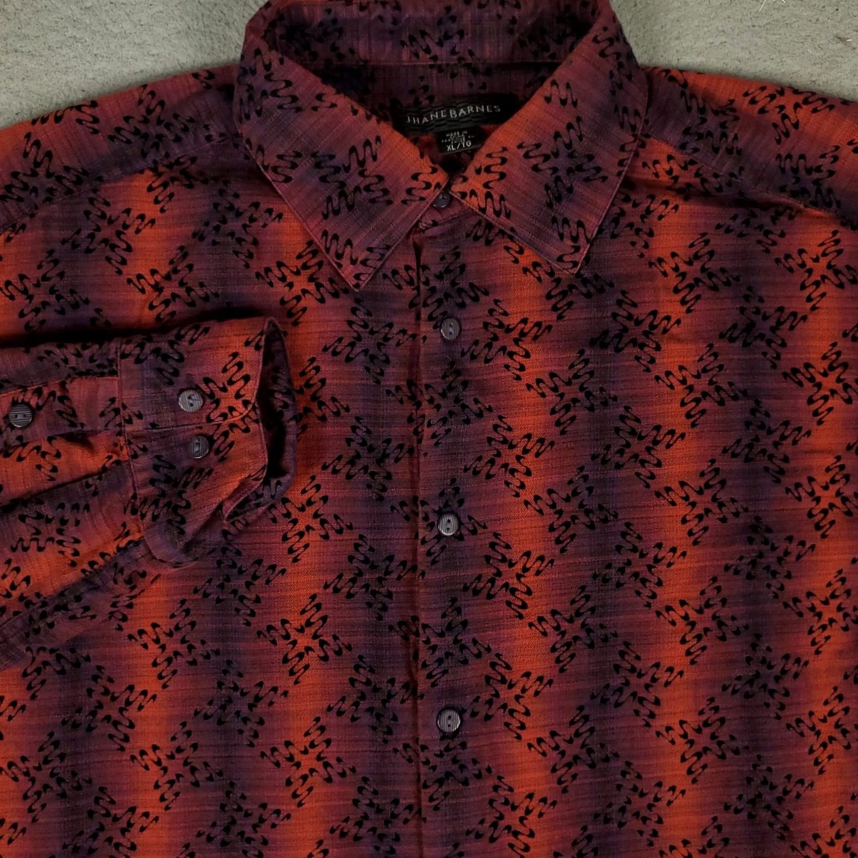Vintage Jhane Barnes Shirt Mens XL Red Striped Button-Up Long Sleeve Geometric Classic Modern Preppy Button Front Casual Formal Workwear Red Mens XL Size US XL / EU 56 / 4 - 2 Thumbnail