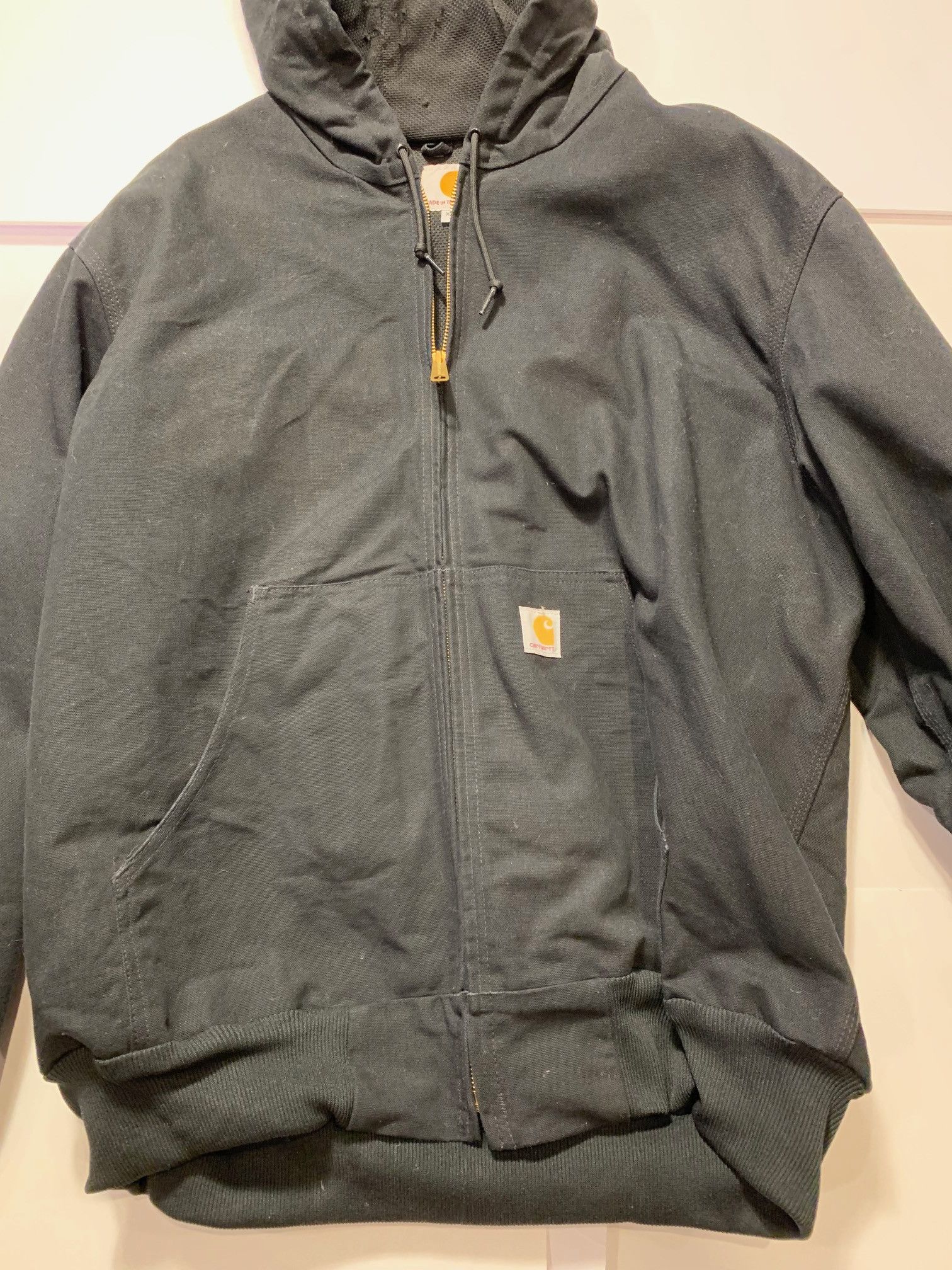 Carhartt J131 Black Made in USA Union Made Duck Canvas Jacket Hoodie Size US XL / EU 56 / 4 - 2 Thumbnail