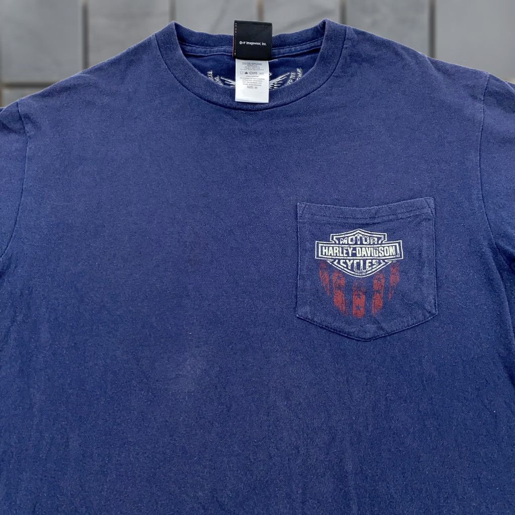 Harley Davidson Harley-Davidson Pocket Shirt Mens Medium Tee Blue Graphic Print Motorcycle USA Biker Classic Motorcycle NH 90s Size US M / EU 48-50 / 2 - 1 Thumbnail
