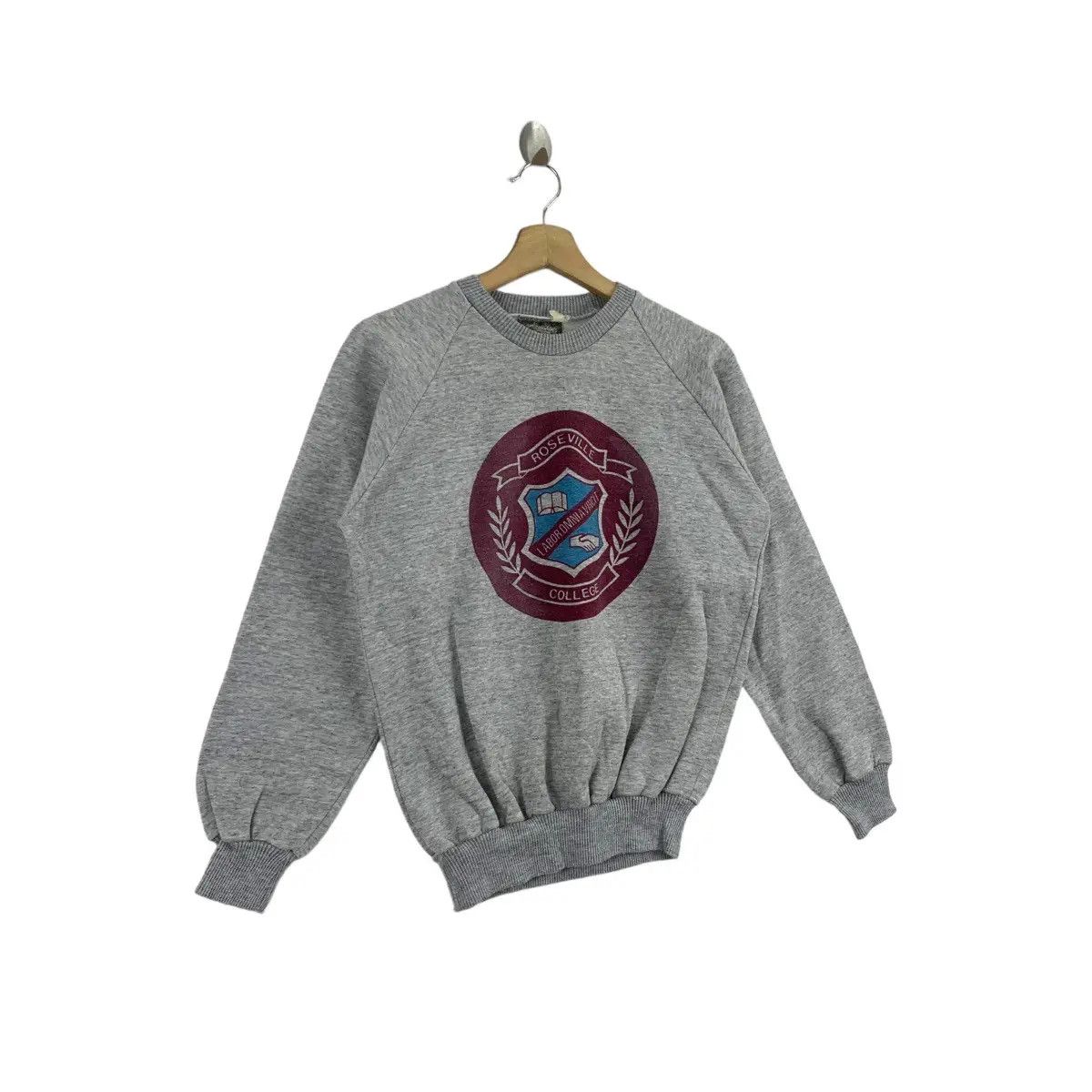 Vintage Vintage 80’ ROSEVILLE COLLEGE Labor Omnia Vincit Sweatshirt Size S / US 4 / IT 40 - 3 Thumbnail