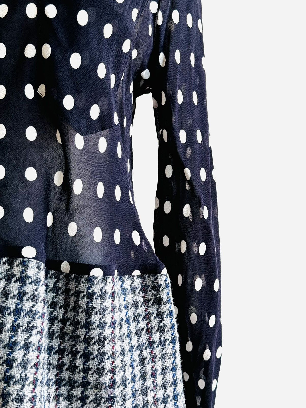 Comme des Garcons × Tricot Comme des Garcons Tricot Comme Des Garçons sheer polka dot herringbone blouse Size ONE SIZE - 4 Thumbnail