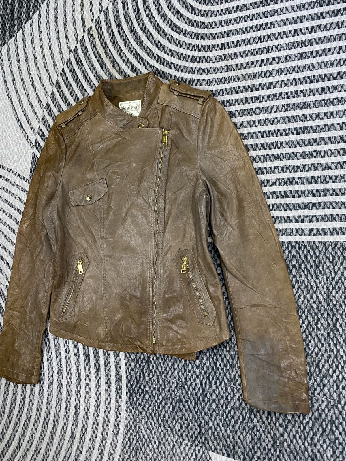 BEANPOLE Vintage BEANPOLE Ladies Brown Leather Bikers Jacket Size S / US 4 / IT 40 - 4 Thumbnail