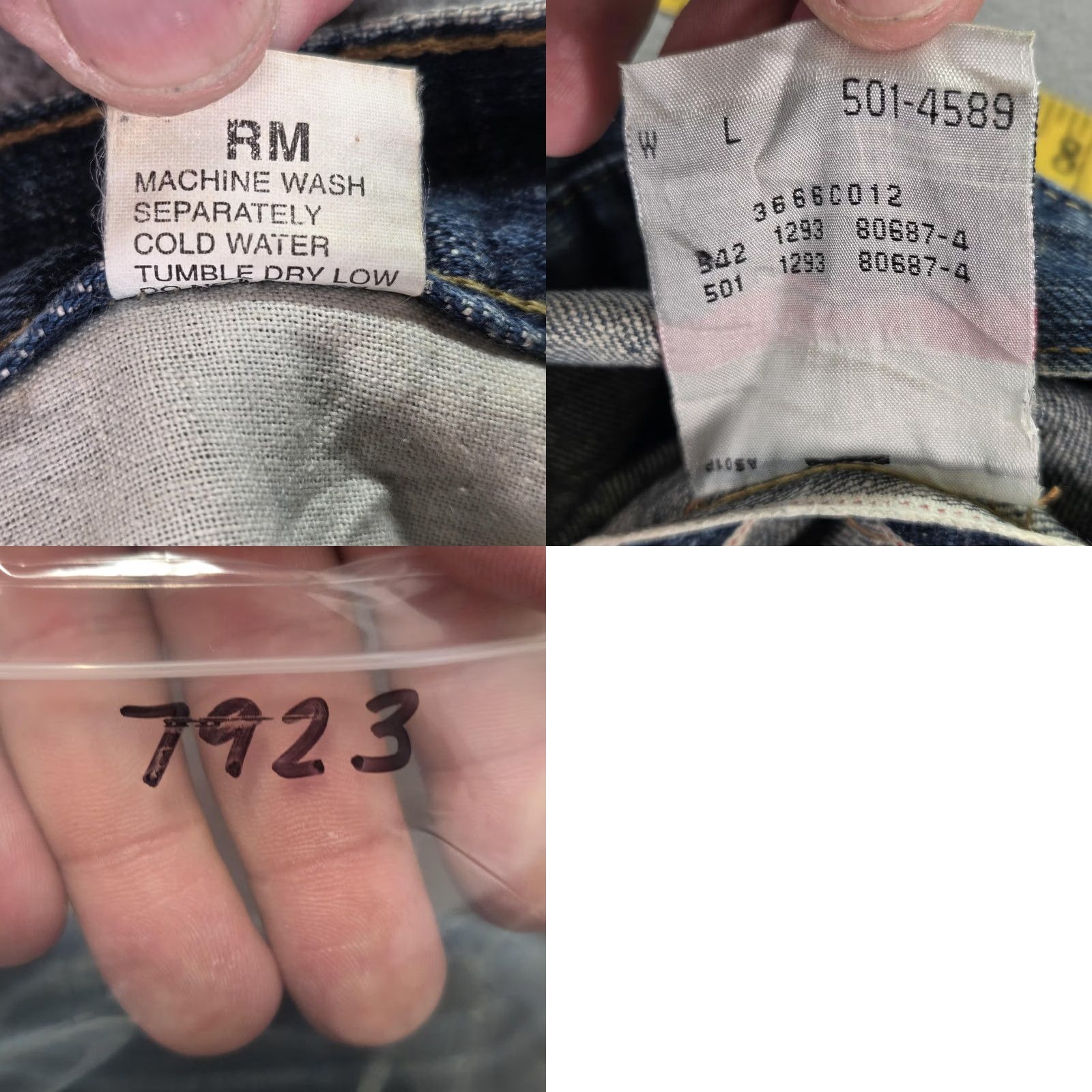 Levi's VINTAGE Levi's 501 Jeans Mens Regular 29x29 Blue Medium Wash Distressed Pockets 501 XX USA Whiskers Denim Button Fits 29 Mens Size US 29 - 11 Thumbnail