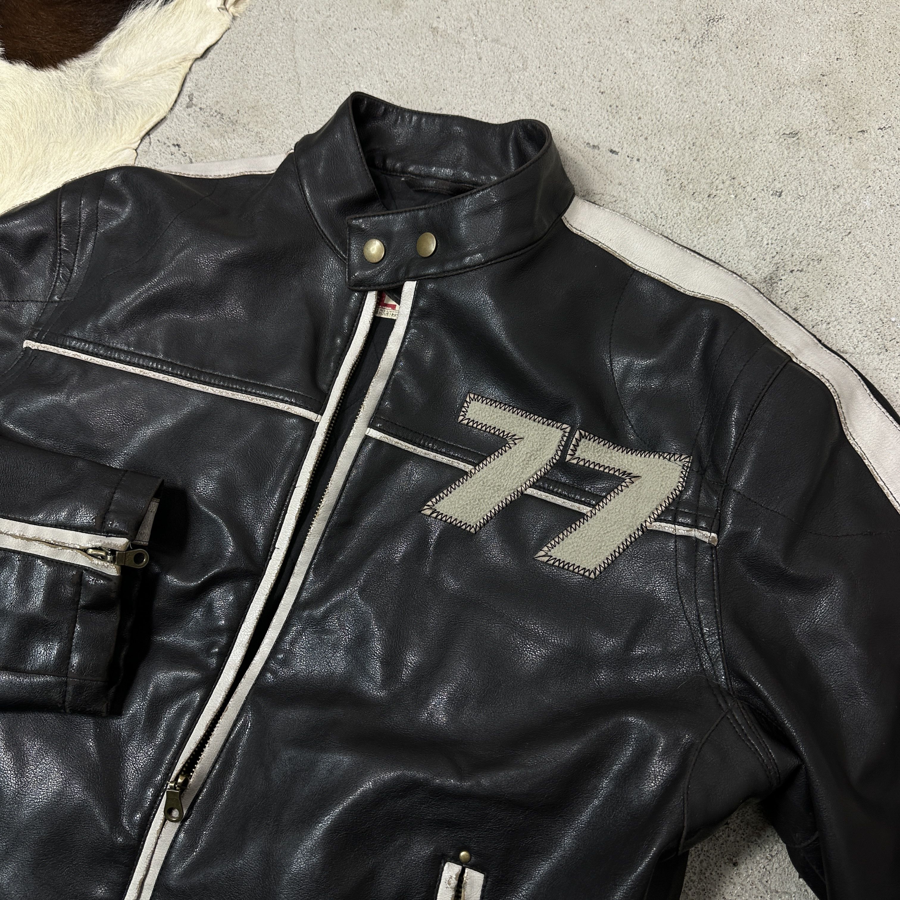 Vintage Vintage Moto Biker Racing Oversize Faux Leather Jacket 00s Size US L / EU 52-54 / 3 - 11 Thumbnail