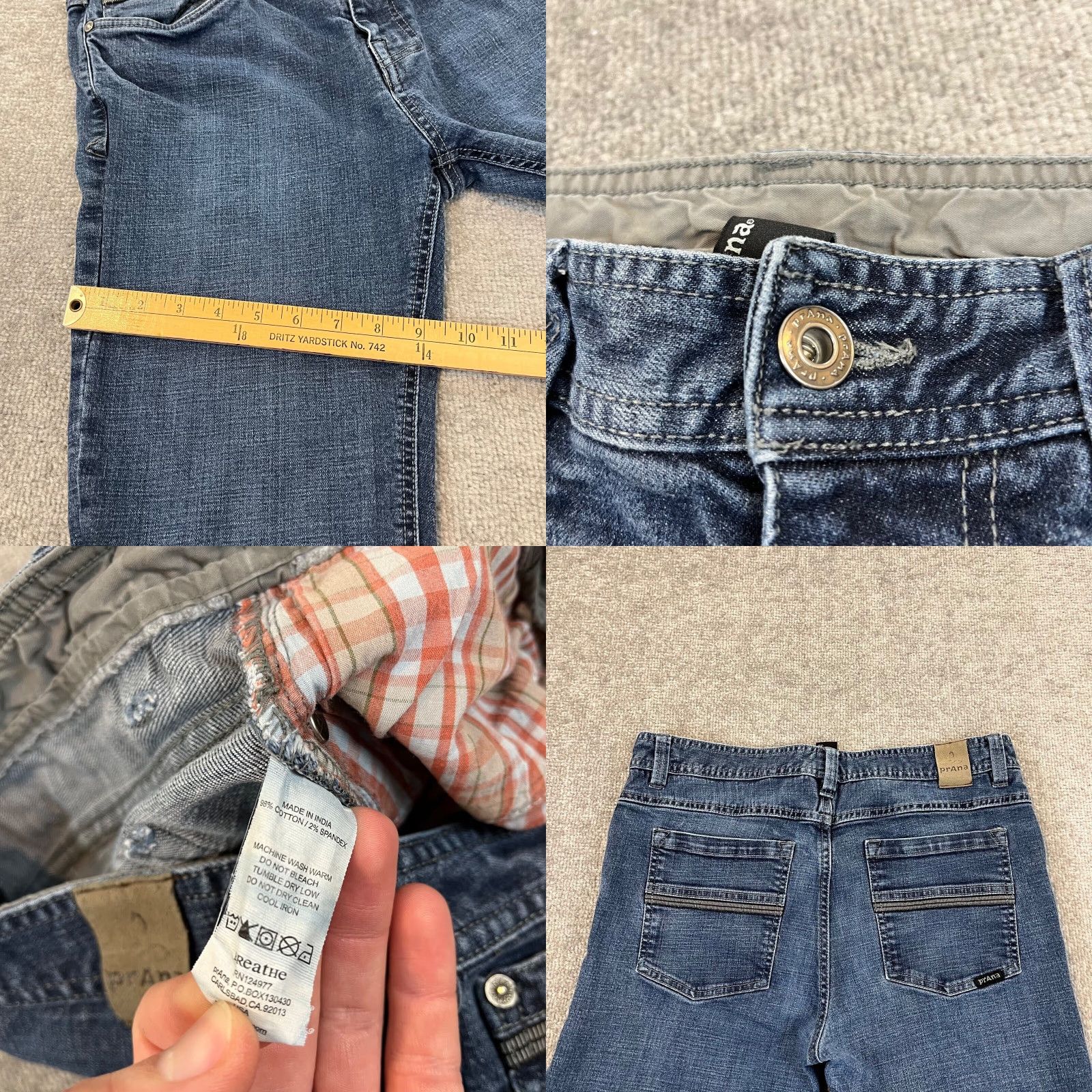 Prana PRANA Jeans Mens 32x31 Slim Medium Blue Denim Pants Hiking Outdoor 5-Pocket Design Regular Size US 32 / EU 48 - 8 Thumbnail