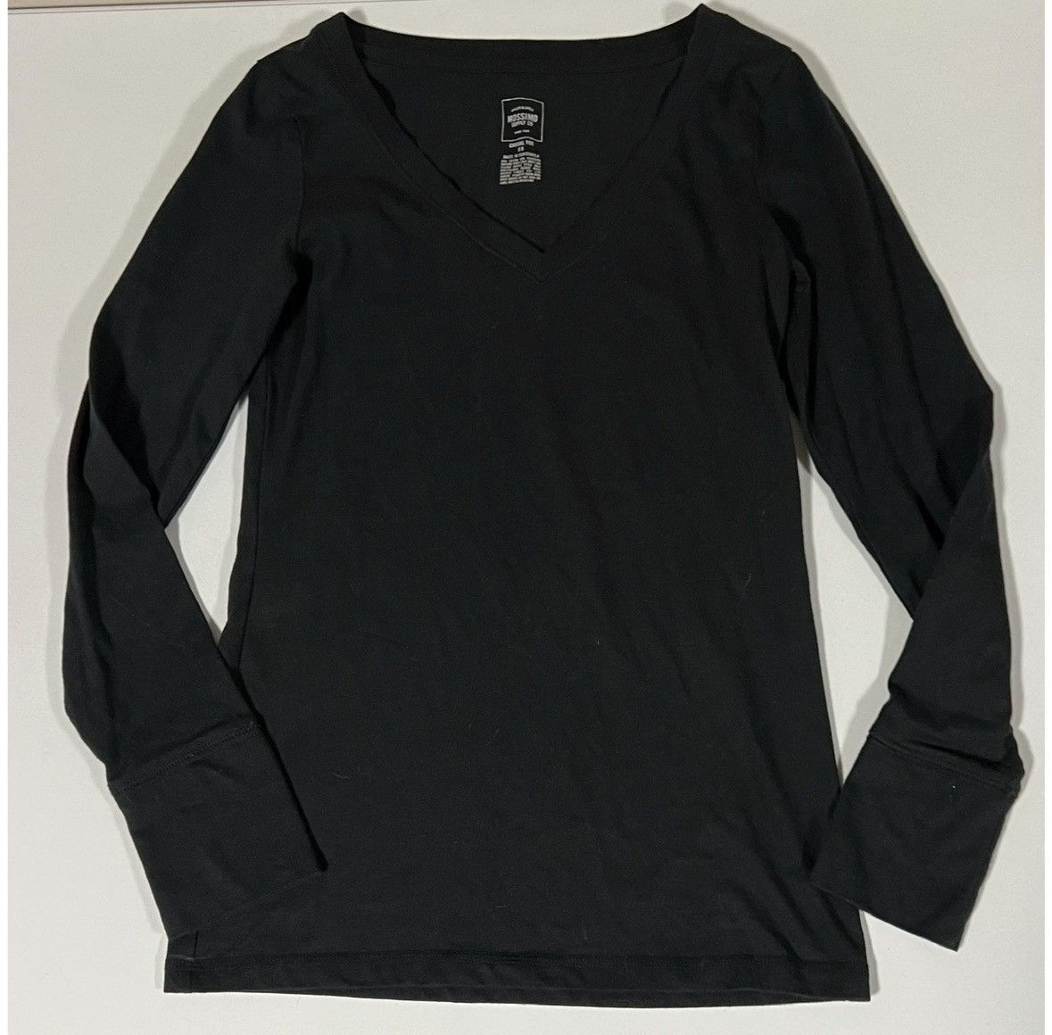 Mossimo Mossimo Black V-Neck Long Sleeve T-Shirt Top Tee Size S 🖤 Size S / US 4 / IT 40 - 2 Thumbnail