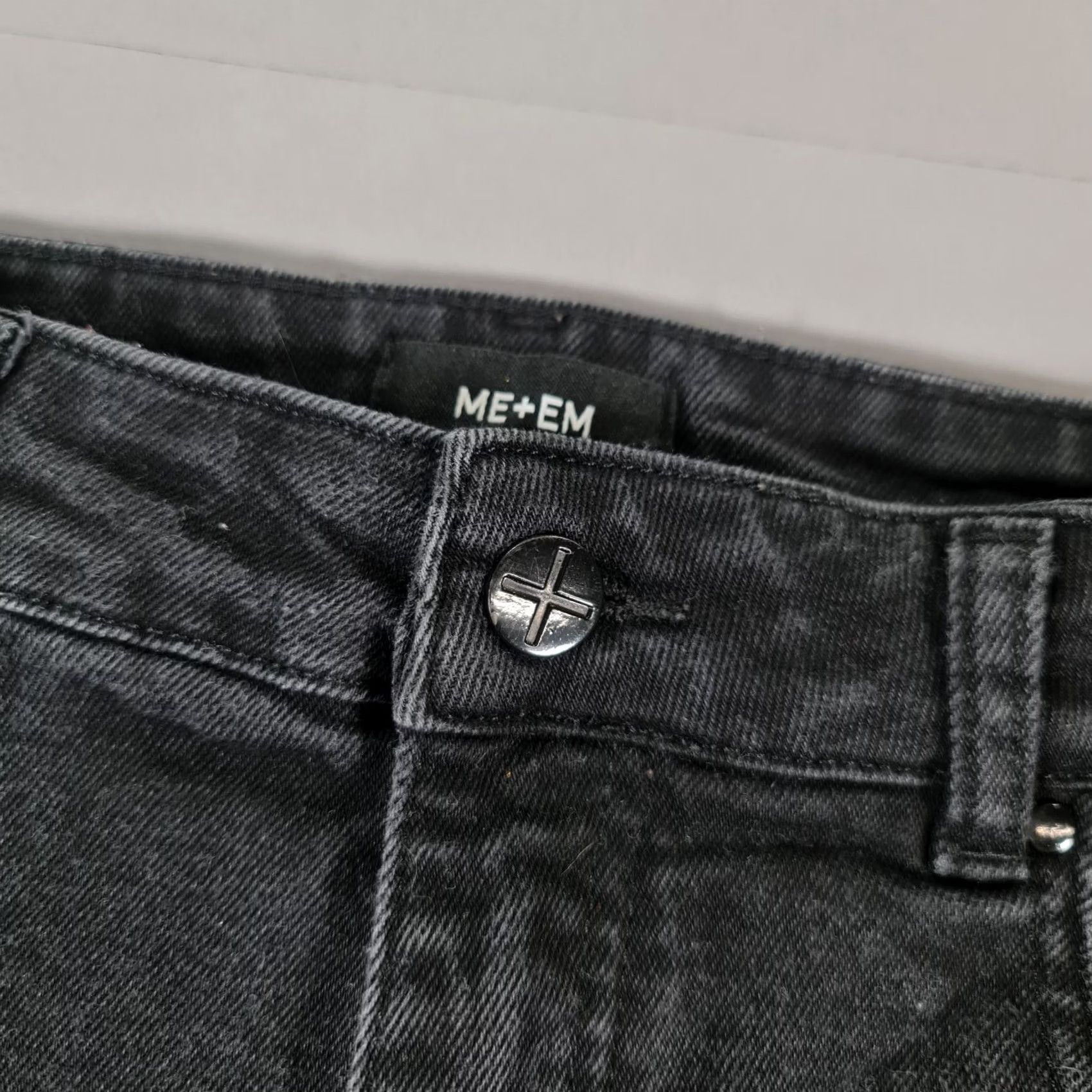 ME+EM ME+EM Womens Jeans Black W32 L29 Slim Fit Tapered Stretch Denim Zip Fly Jeans Women Mens Size 24" / US 00 / IT 34 - 3 Thumbnail