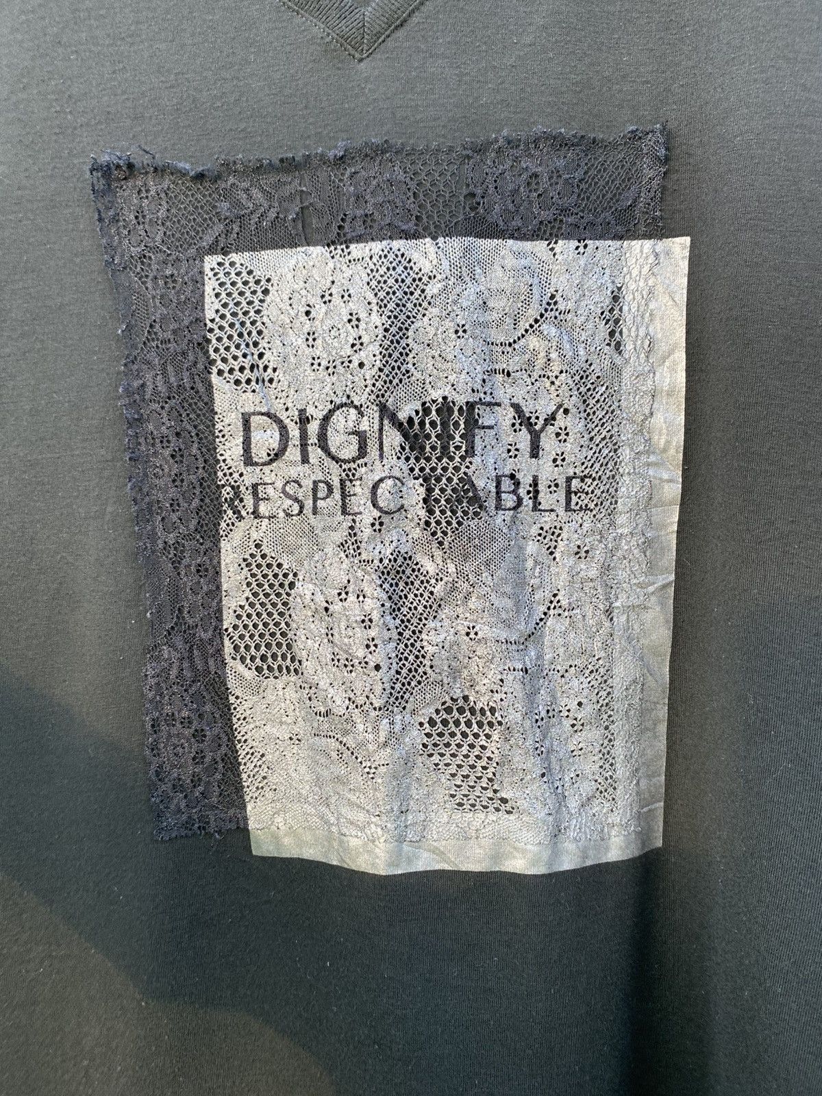 Japanese Brand Avail Mode Black Longsleeve “Dignity Respectable” Lace Patch Size 4XL / US 24-26 - 7 Thumbnail