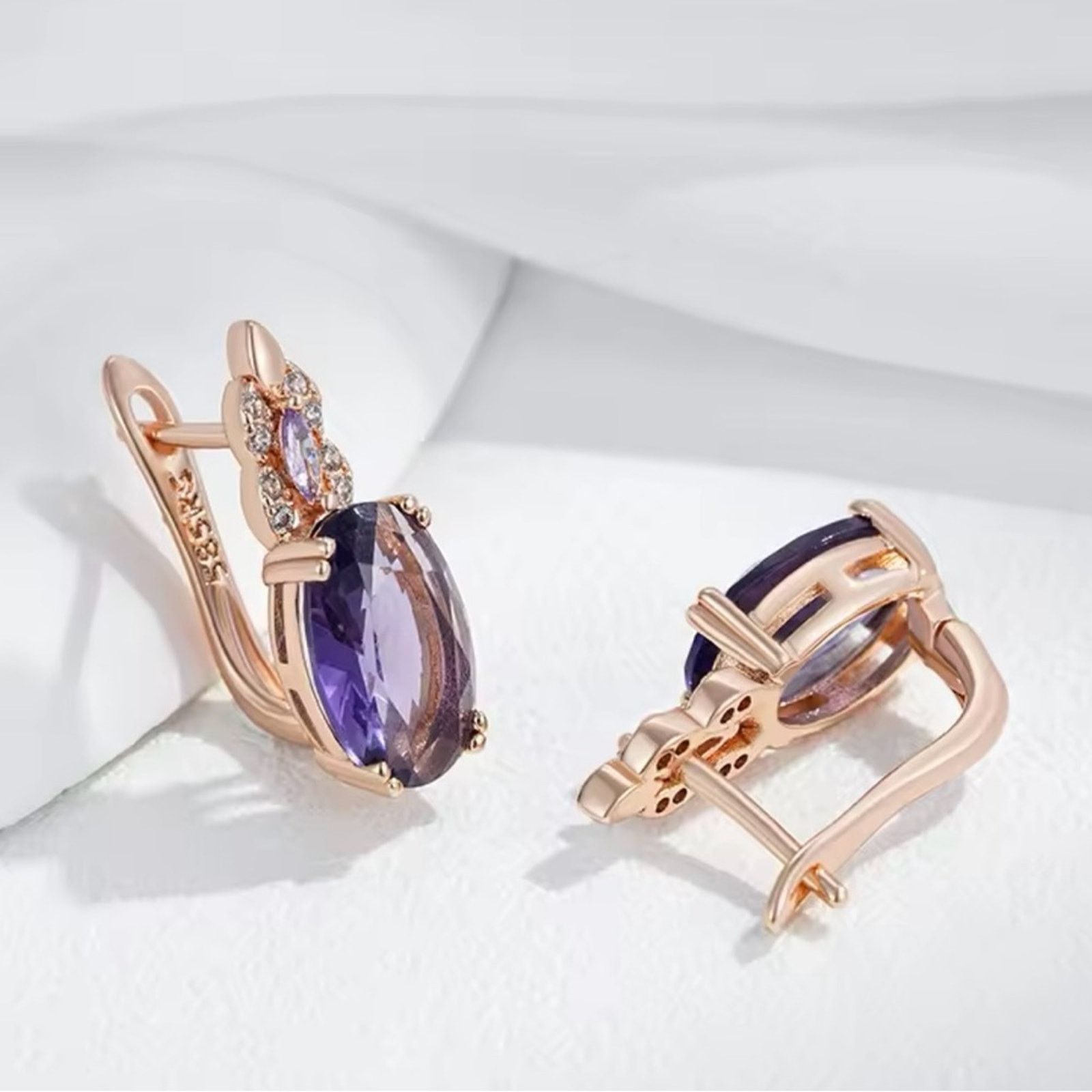 Other Purple Oval Natural Zircon English Earrings for Women 585 Size ONE SIZE - 4 Thumbnail