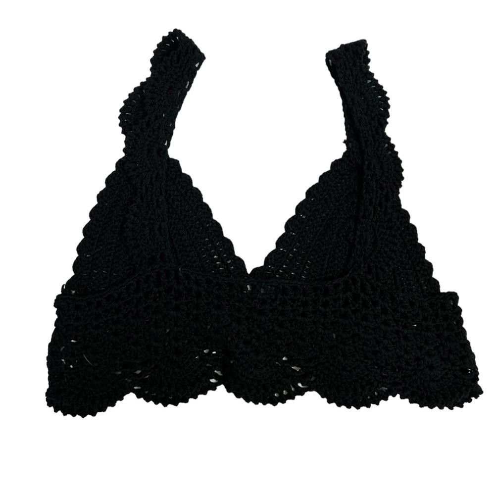Debut debut l Black Crochet Crop Top M/L Size M / US 6-8 / IT 42-44 - 2 Thumbnail