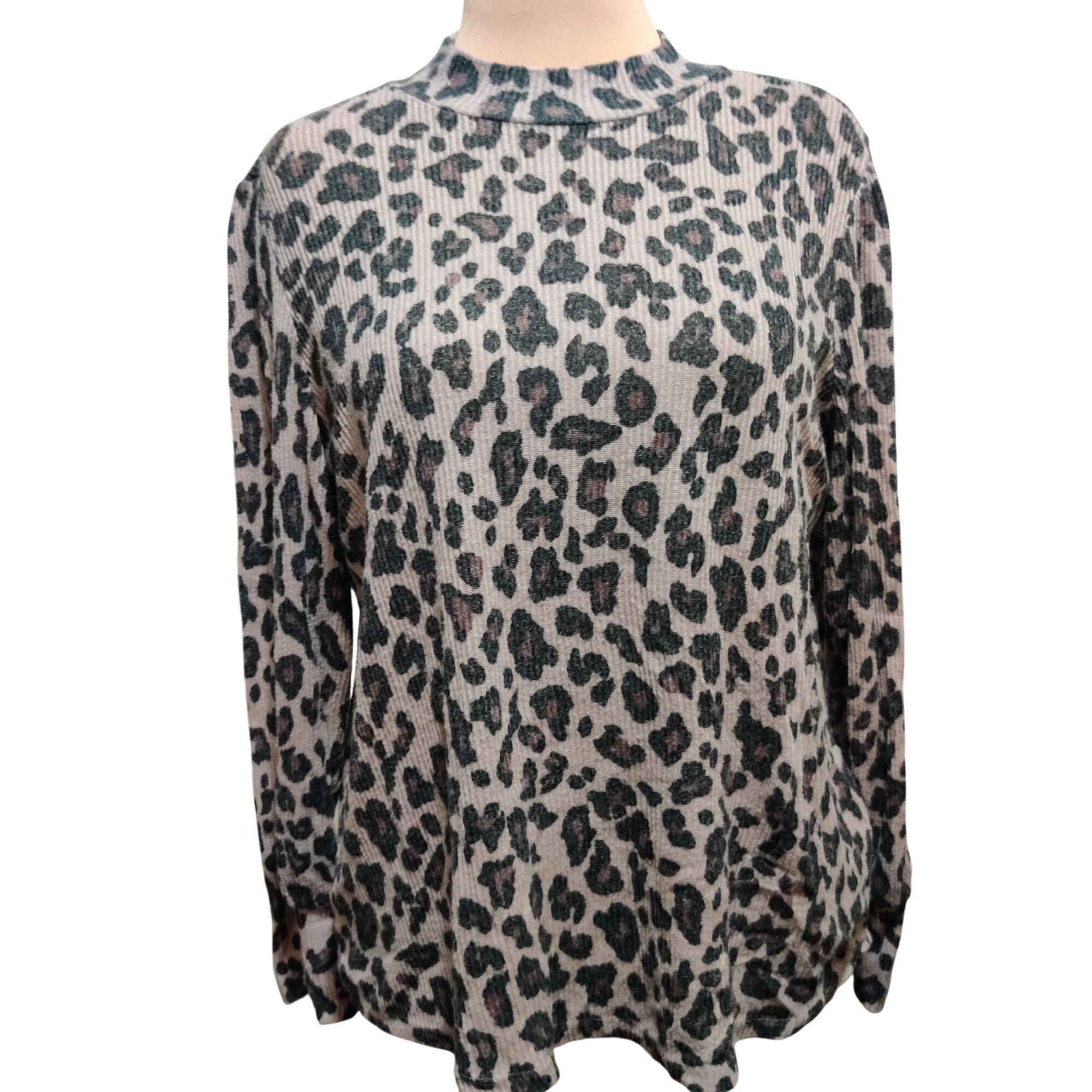 Other Maurices XL Leopard Print Ribbed Stretch Knit Mock Neck Long Size XL / US 12-14 / IT 48-50 - 1 Thumbnail