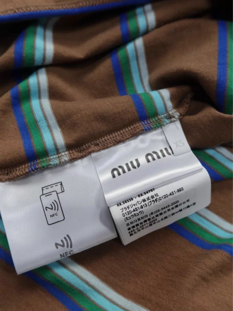Miu Miu MIU MIU Colorblock Striped Logo Crew T Blue Gray XS Size XS / US 0-2 / IT 36-38 - 4 Thumbnail