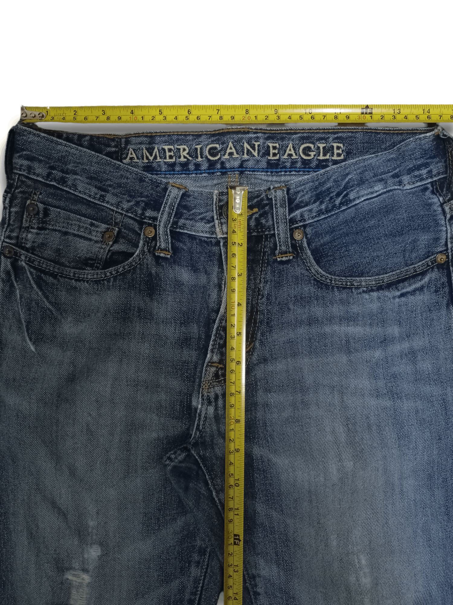 Japanese Brand Vintage Japanese Brand Blue Wash Distressed Jeans 29x26 Size US 29 - 10 Thumbnail
