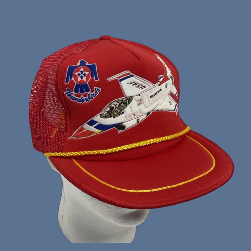 Vintage VINTAGE Thunderbirds US Air Force SnapBack Trucker Hat Rope Hat Red Men Adjustable Rope Pattern Solid Size ONE SIZE - 1 Thumbnail