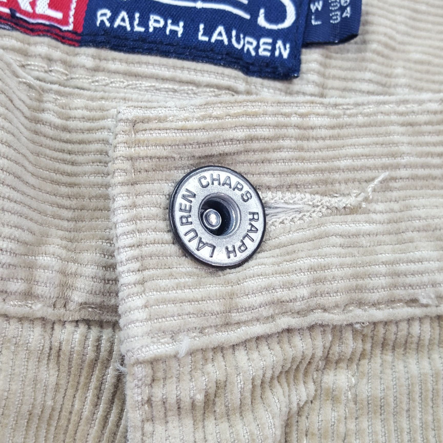 Ralph Lauren VINTAGE Ralph Lauren Chaps Corduroy Pants Mens 36x34 Beige Cords Straight Leg 90s Retro Preppy Size US 36 / EU 52 - 3 Thumbnail