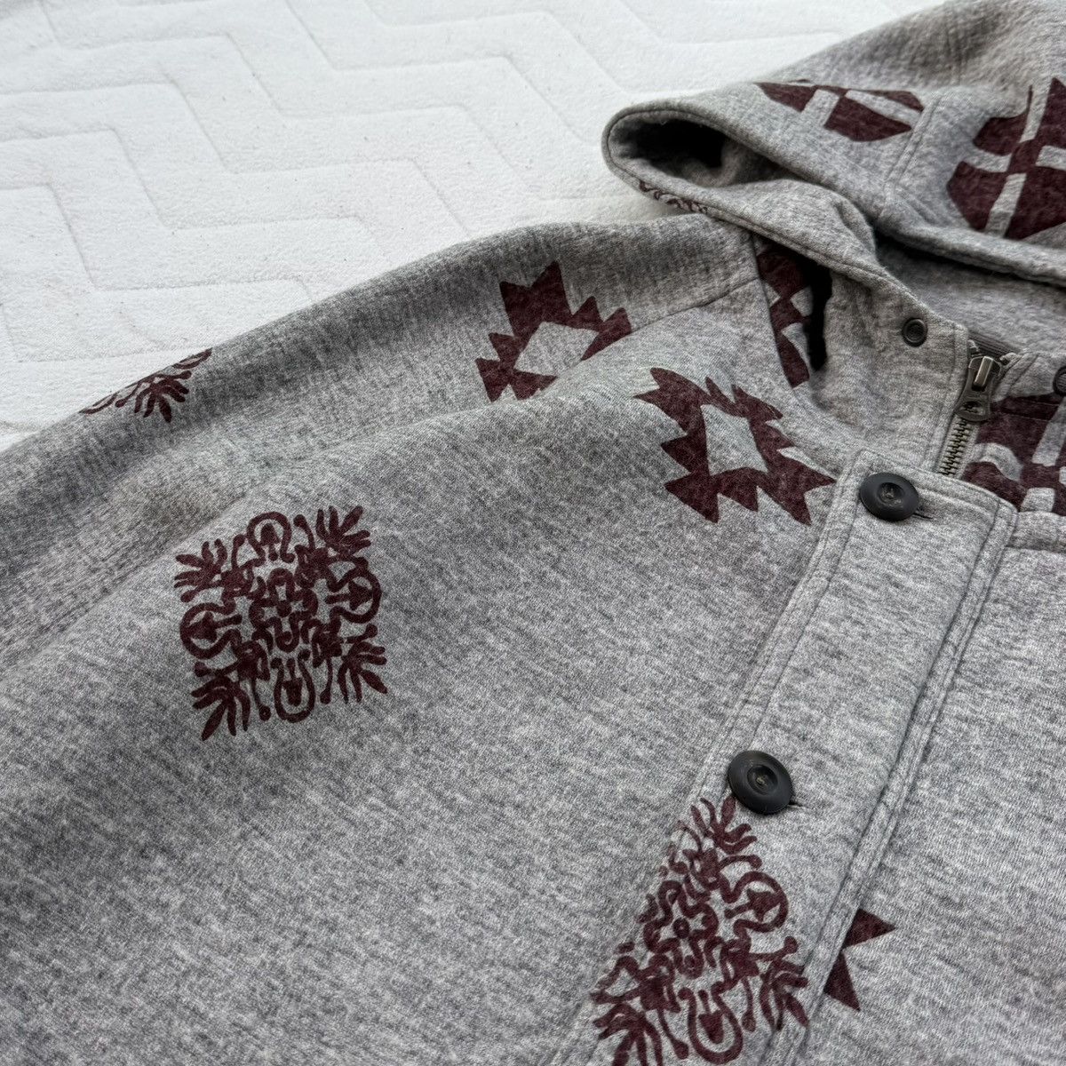 Japanese Brand Nary Hoodie Jacket Japan Brand Pattern Grey Fleece Zip Up Size US L / EU 52-54 / 3 - 3 Thumbnail