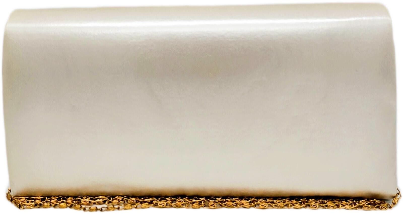 Unknown London Elegant Cream Clutch Purse with Gold Chain and Accent Size ONE SIZE - 2 Thumbnail