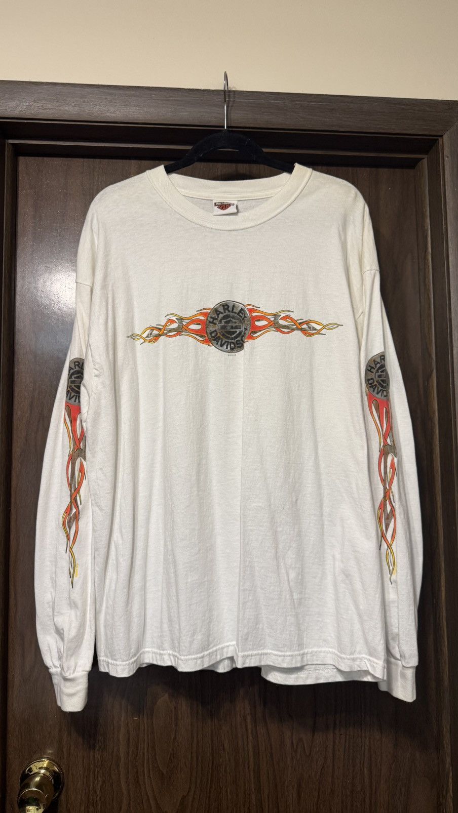 Harley Davidson Vintage 2004 Harley Davidson Flame Sleeve White Size US XL / EU 56 / 4 - 1 Thumbnail