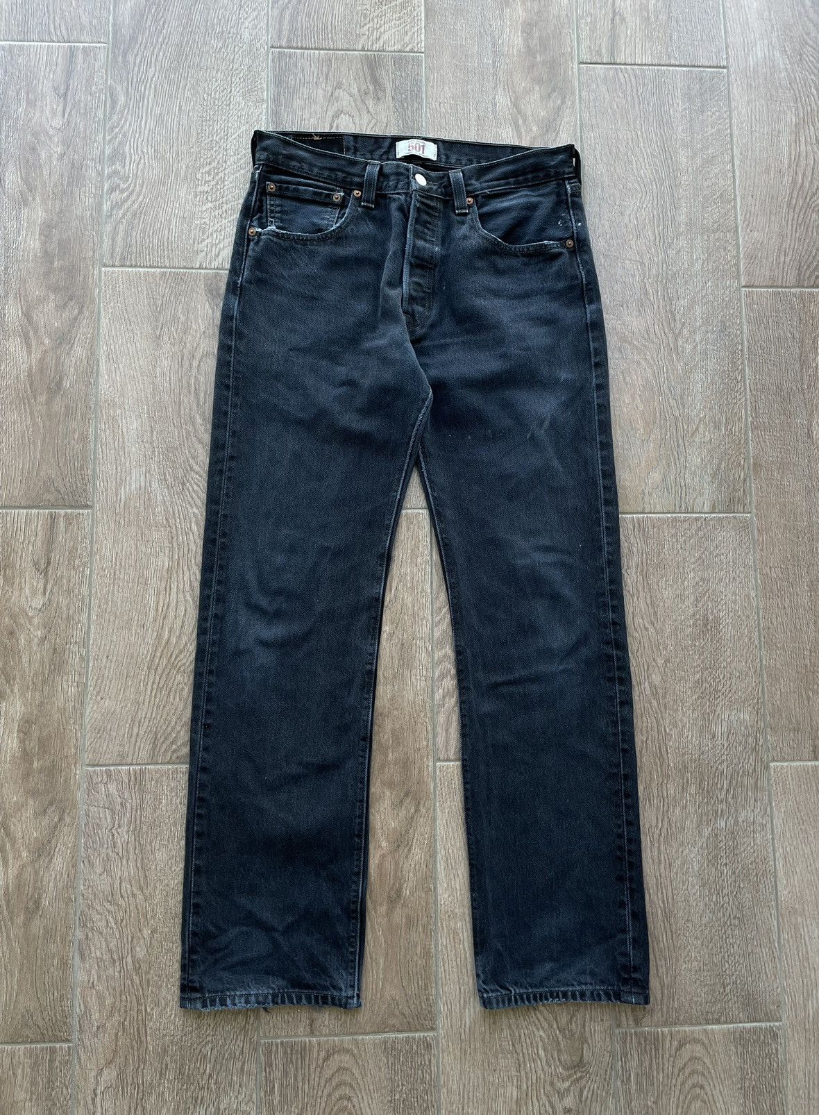 Vintage Mans Levi’s 501 Faded Trashed Black Denim Jeans