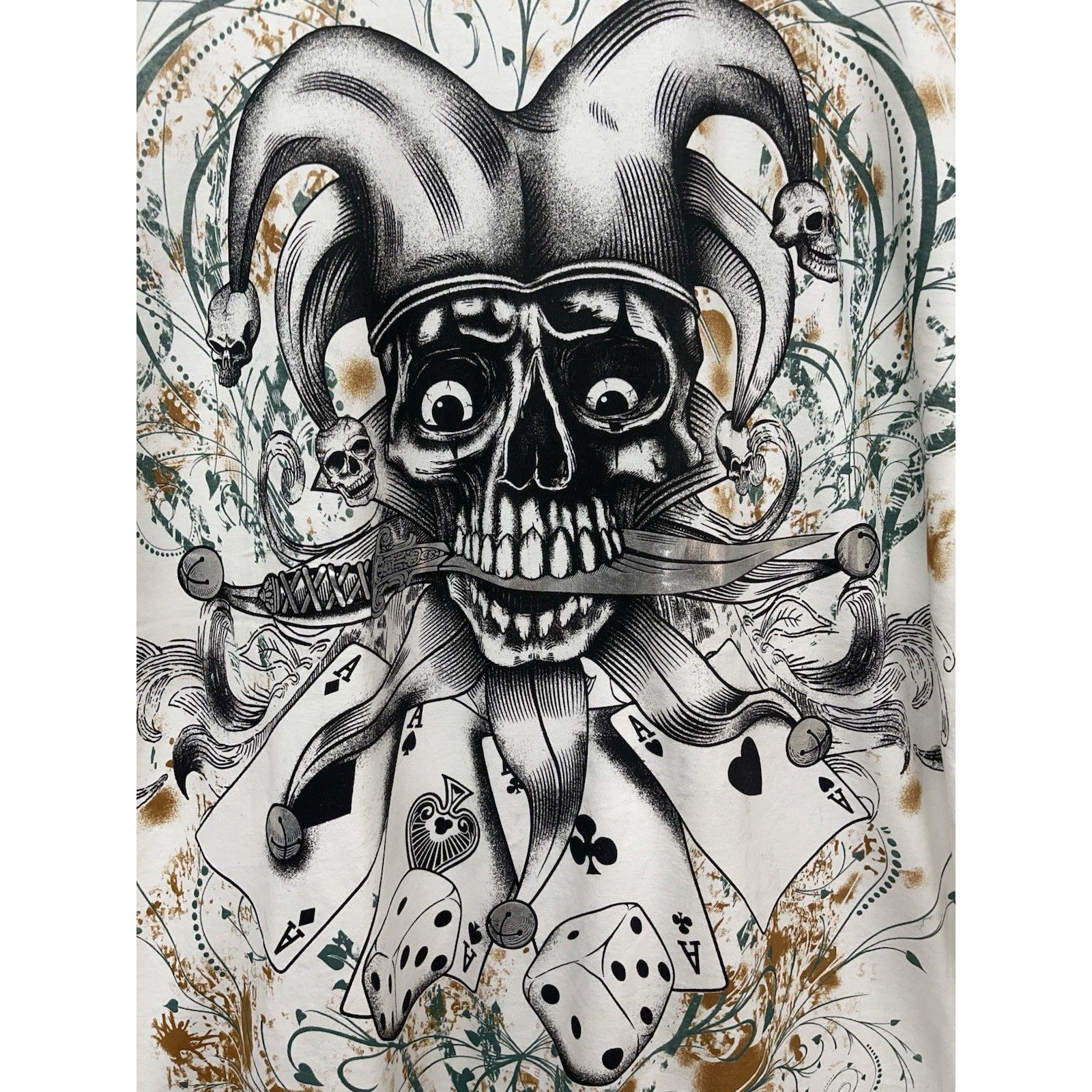 Fruit Of The Loom Vintage Y2K Joker Skull Gambling AOP Grunge T-Shirt Adult Si Size US XL / EU 56 / 4 - 2 Thumbnail