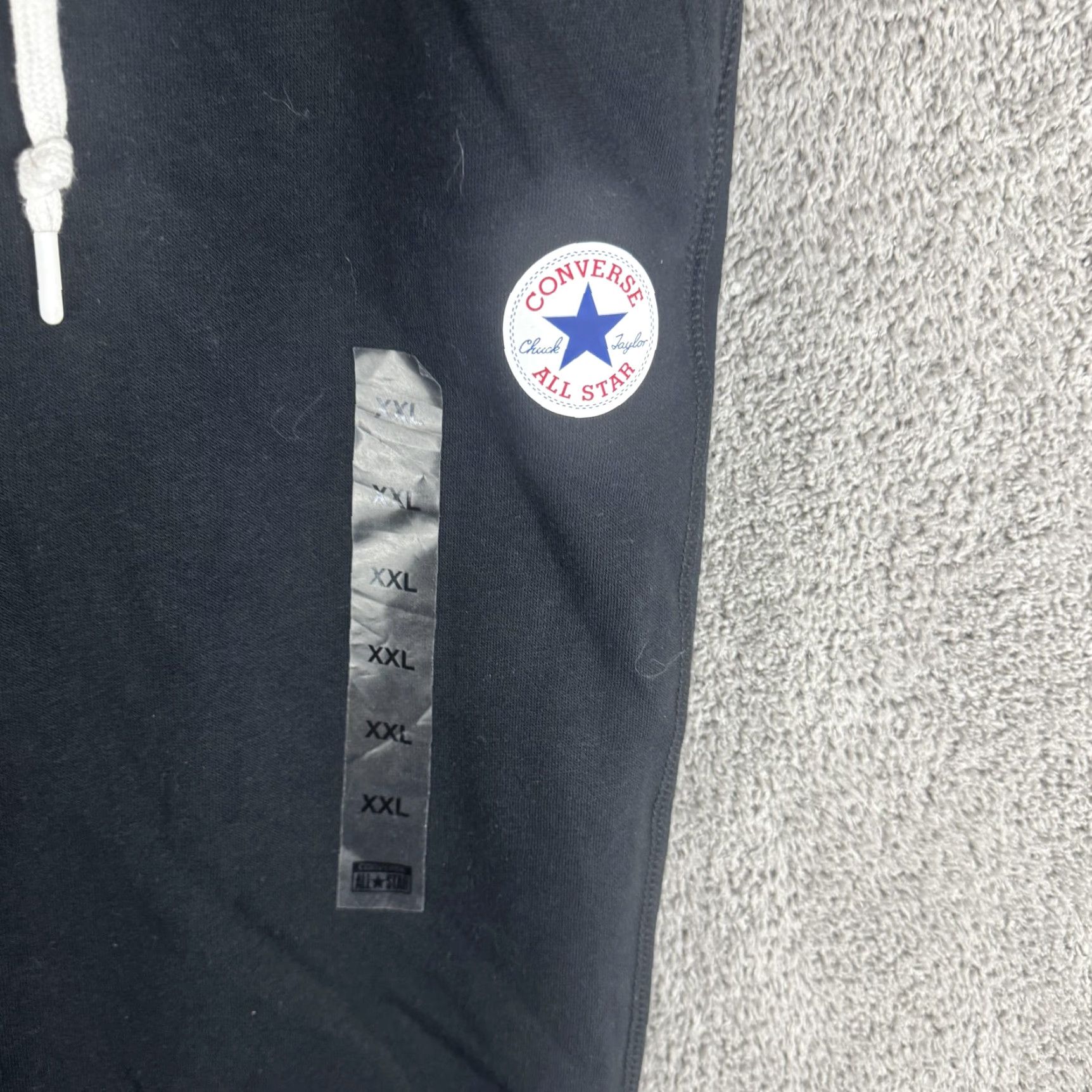 Converse VINTAGE? No—Proceed with optimized: Converse Sweatpants Mens 2XL Black Fleece Joggers Drawstring Cuffed All Star Size US 39 - 4 Thumbnail