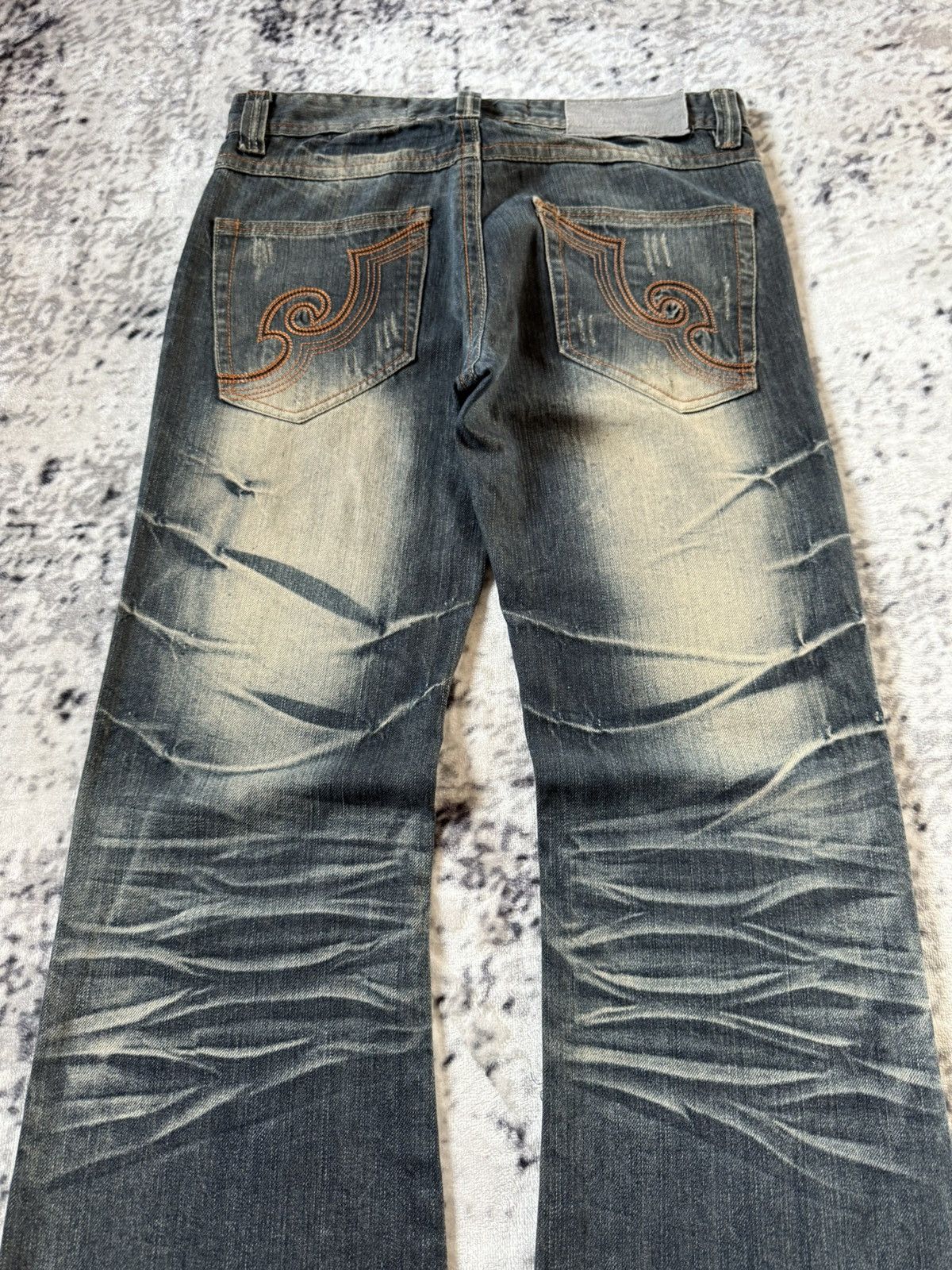 Japanese Brand Tokyo Underground Studded Mud Wash Flared Jeans Size US 30 / EU 46 - 13 Thumbnail