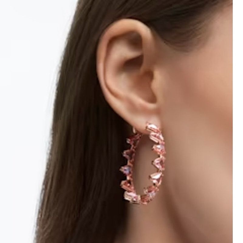 Swarovski Swarovski Ortyx hoop earrings Triangle cut, Pink Size ONE SIZE - 8 Thumbnail