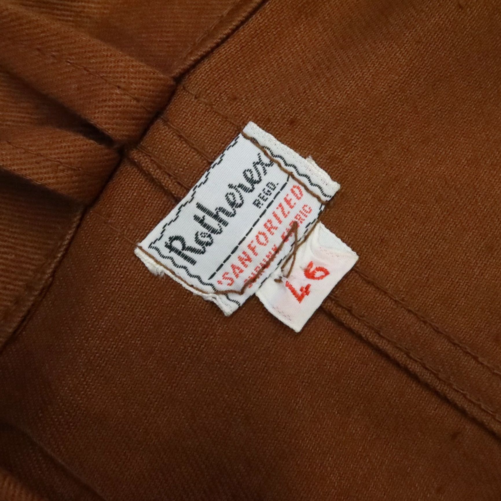 Vintage VINTAGE Rotherex Sanforized Work Jacket - 46, Brown, Cotton, Men's Jacket Size US S / EU 44-46 / 1 - 6 Thumbnail