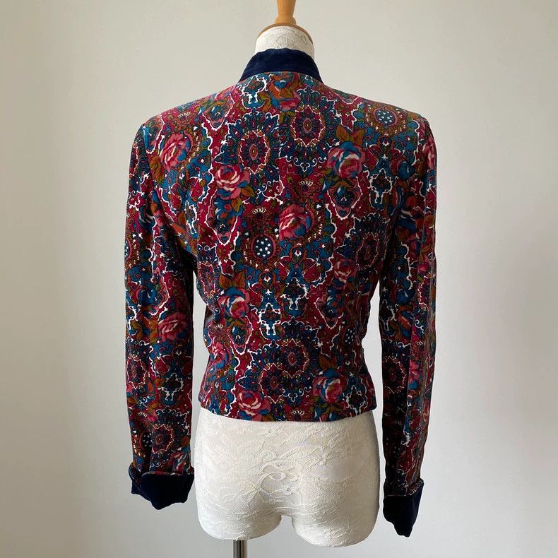 Kenzo KENZO Vintage blue velvet patchwork paisley long-sleeve su Size XS / US 0-2 / IT 36-38 - 2 Thumbnail