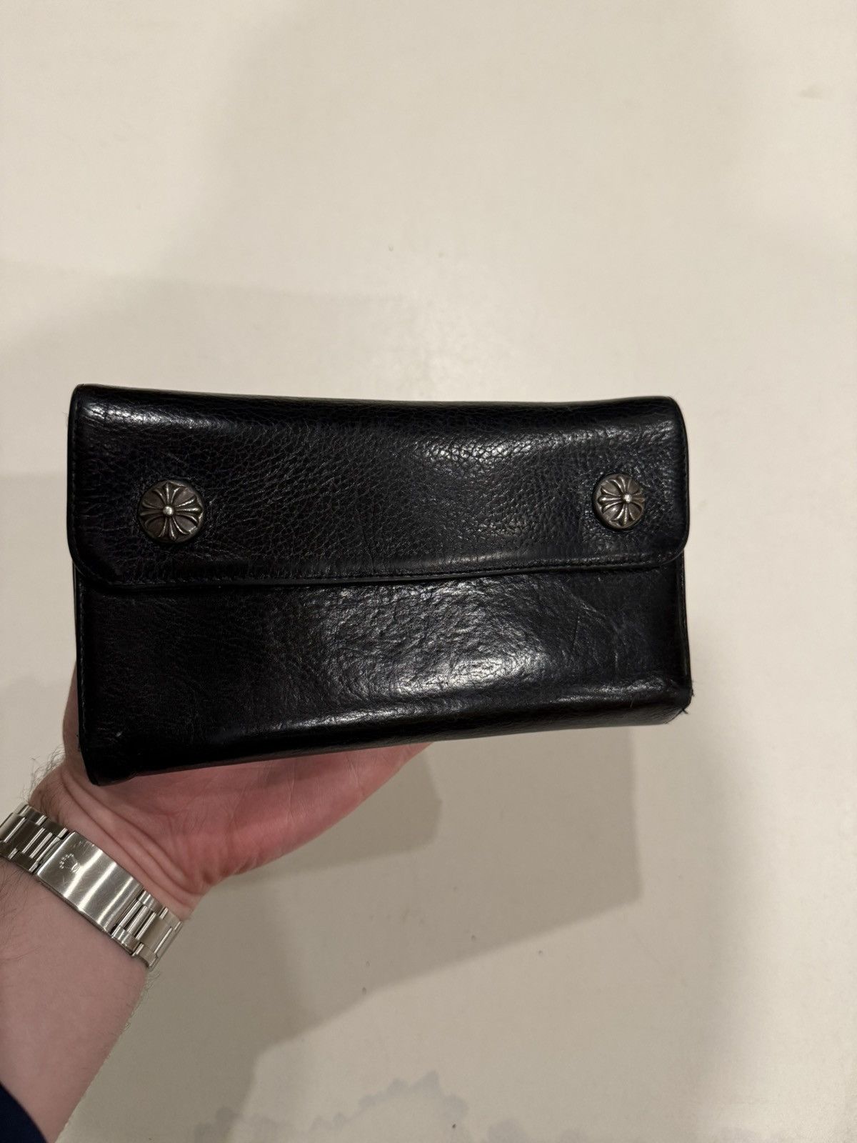 Chrome Hearts Chrome Hearts Wave Wallet Silver Cross Balls Black Leather Size ONE SIZE - 17 Thumbnail