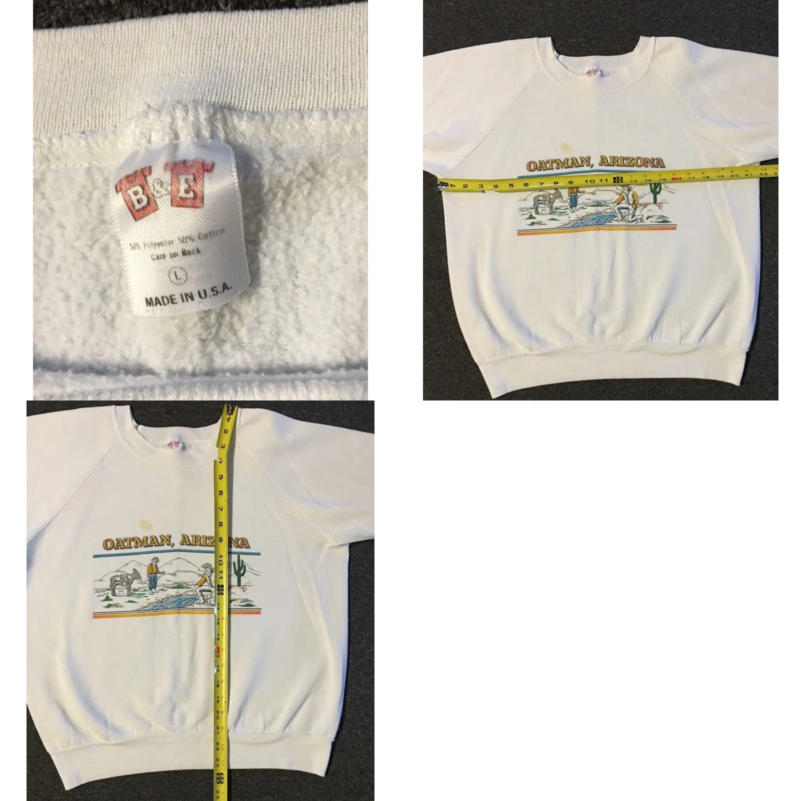 Vintage VINTAGE Oatman Arizona Faded Sweatshirt White S USA Mining Cowboy Nature Cactus Grunge 80s 90s Biker Hoodie Mens Small Knit Pullover USA Made Size US S / EU 44-46 / 1 - 9 Thumbnail