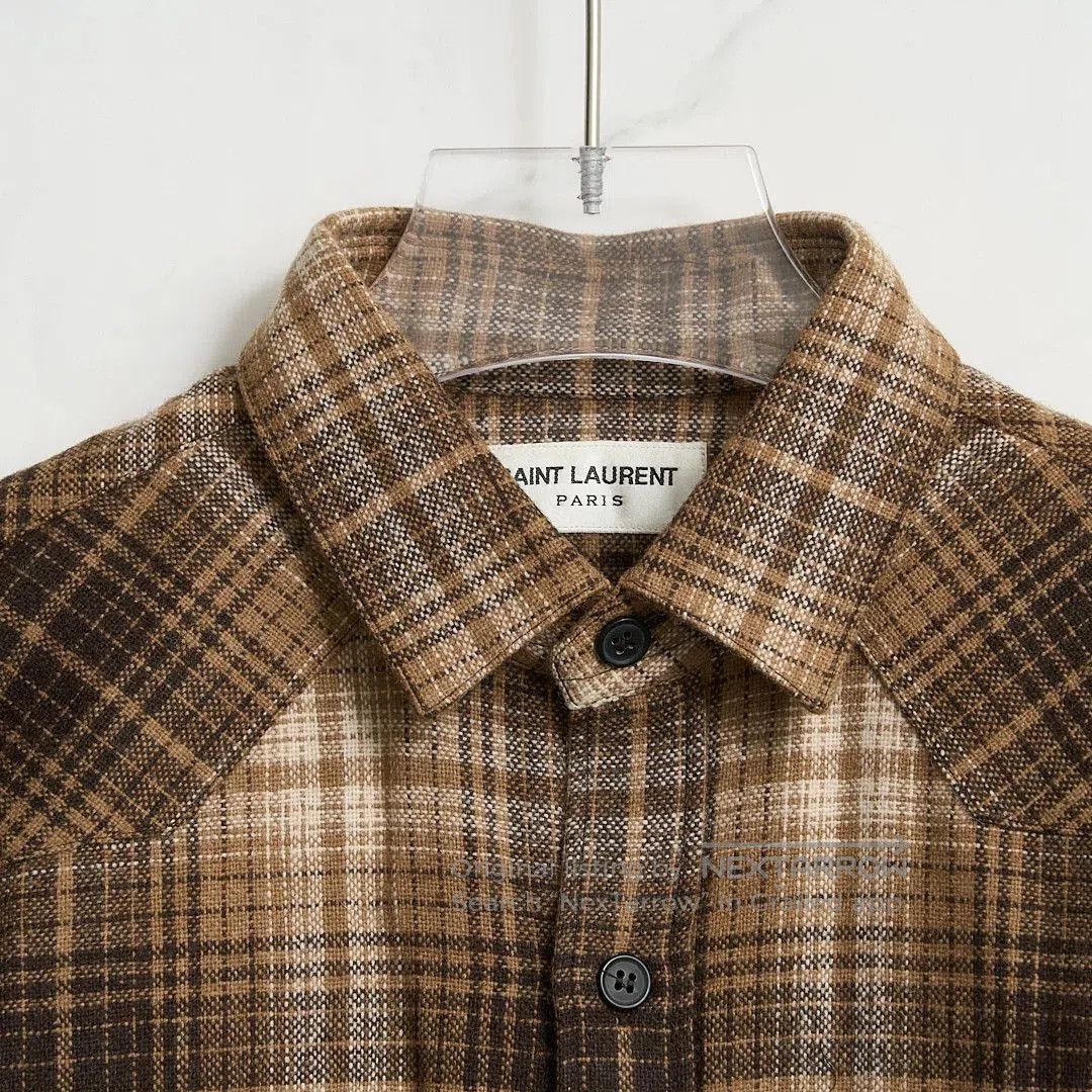 Saint Laurent Paris Saint Laurent Men's Plaid Long-Sleeve Shirt. Size US M / EU 48-50 / 2 - 2 Thumbnail