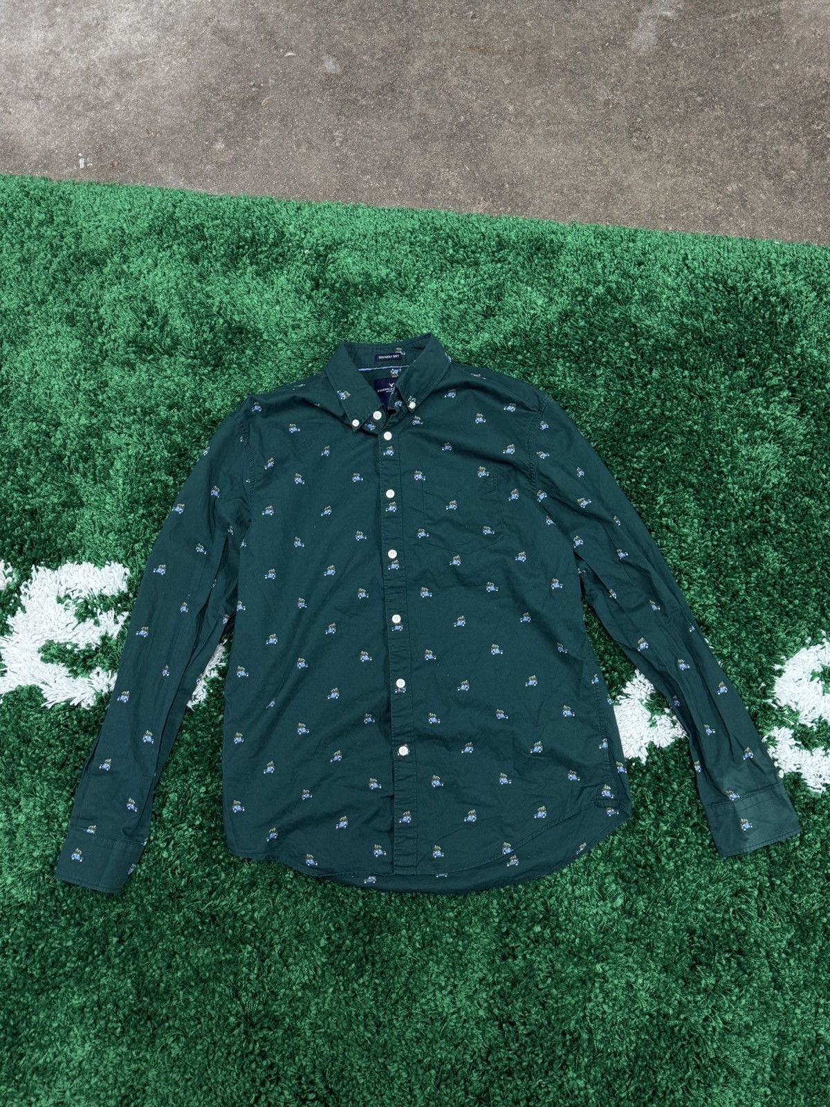 American Eagle Outfitters American Eagle Car Button Down Shirt Forest Green Medium Size US M / EU 48-50 / 2 - 1 Thumbnail