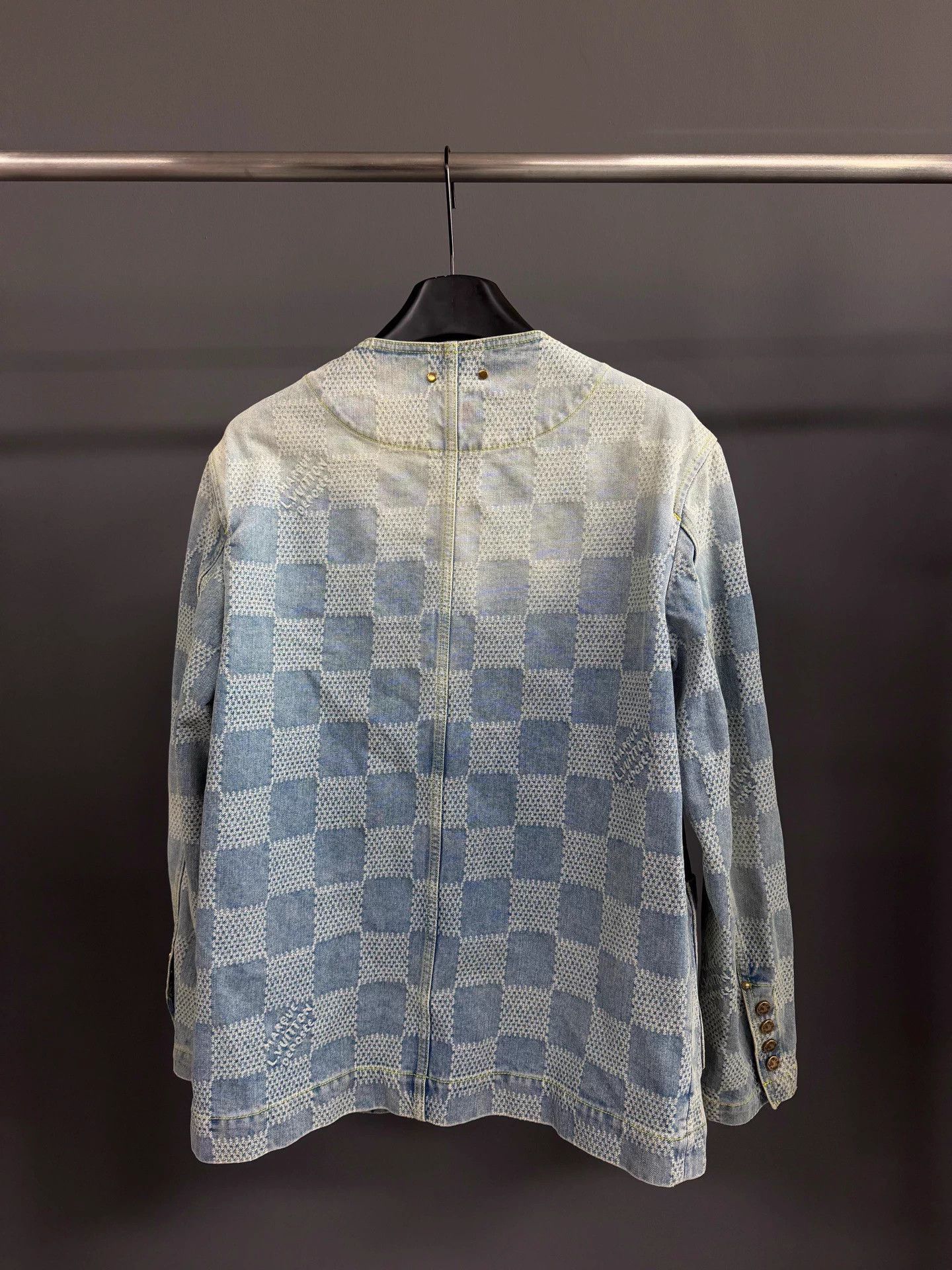 Louis Vuitton LV Pharrell Allover Logo Damier Denim Crewneck Jacket Size US S / EU 44-46 / 1 - 2 Thumbnail
