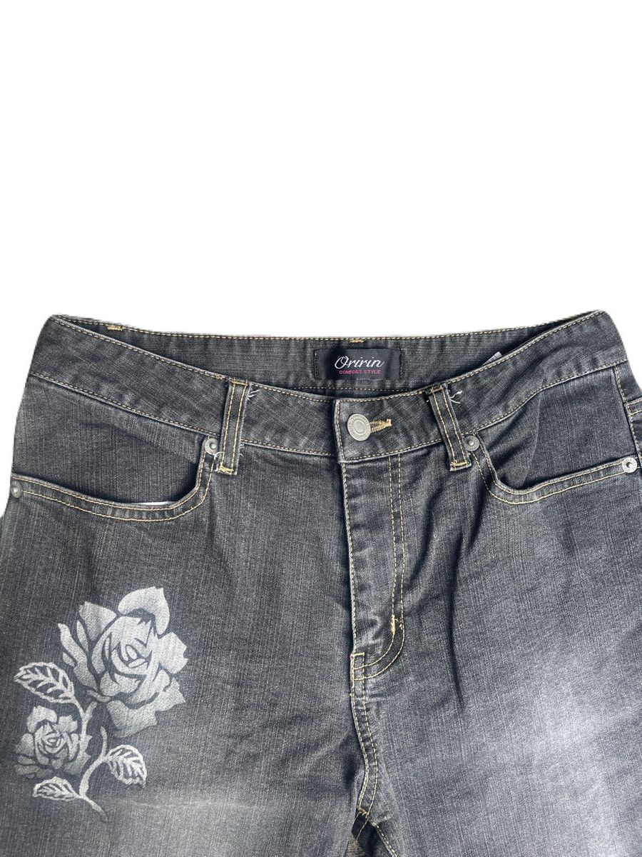 If Six Was Nine 2000s Japanese archive Vkei Flared Floral Dark-Wash Jeans Size US 28 / EU 44 - 5 Thumbnail