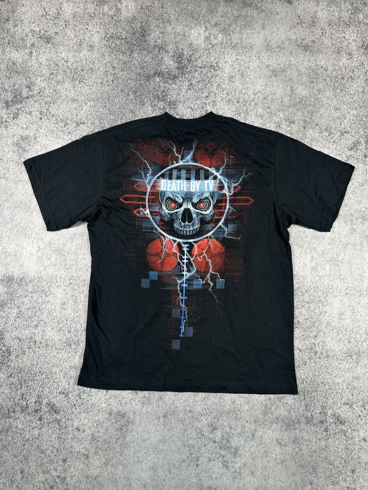 Vintage Vintage Spiral Skull Death by TV Logo T-shirt Streetwear VTg Size US M / EU 48-50 / 2 - 3 Thumbnail