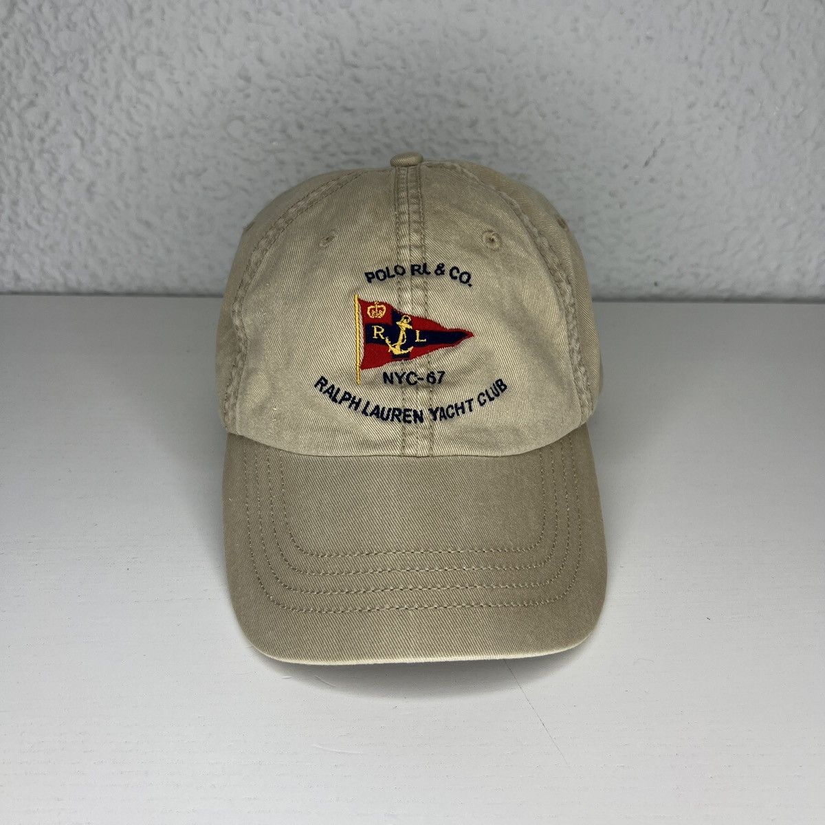 Polo Ralph Lauren Vintage Polo Ralph Lauren 90s Hat Cap Yacht Club Logo Beige Size ONE SIZE - 1 Thumbnail