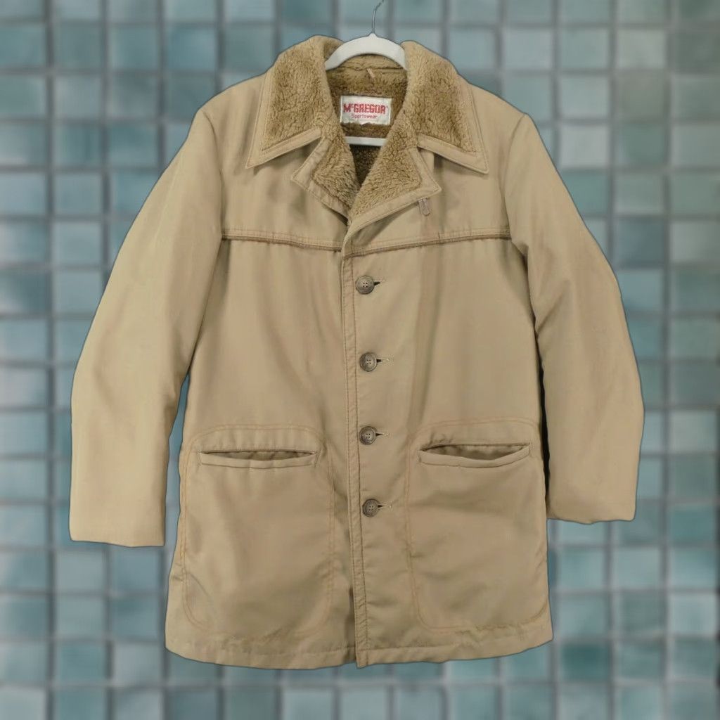 McGregor VINTAGE McGregor Mens Jacket Chore Coat 38 Brown Sherpa Lined Button Up Overcoat Size US XXS / EU 40 - 1 Thumbnail
