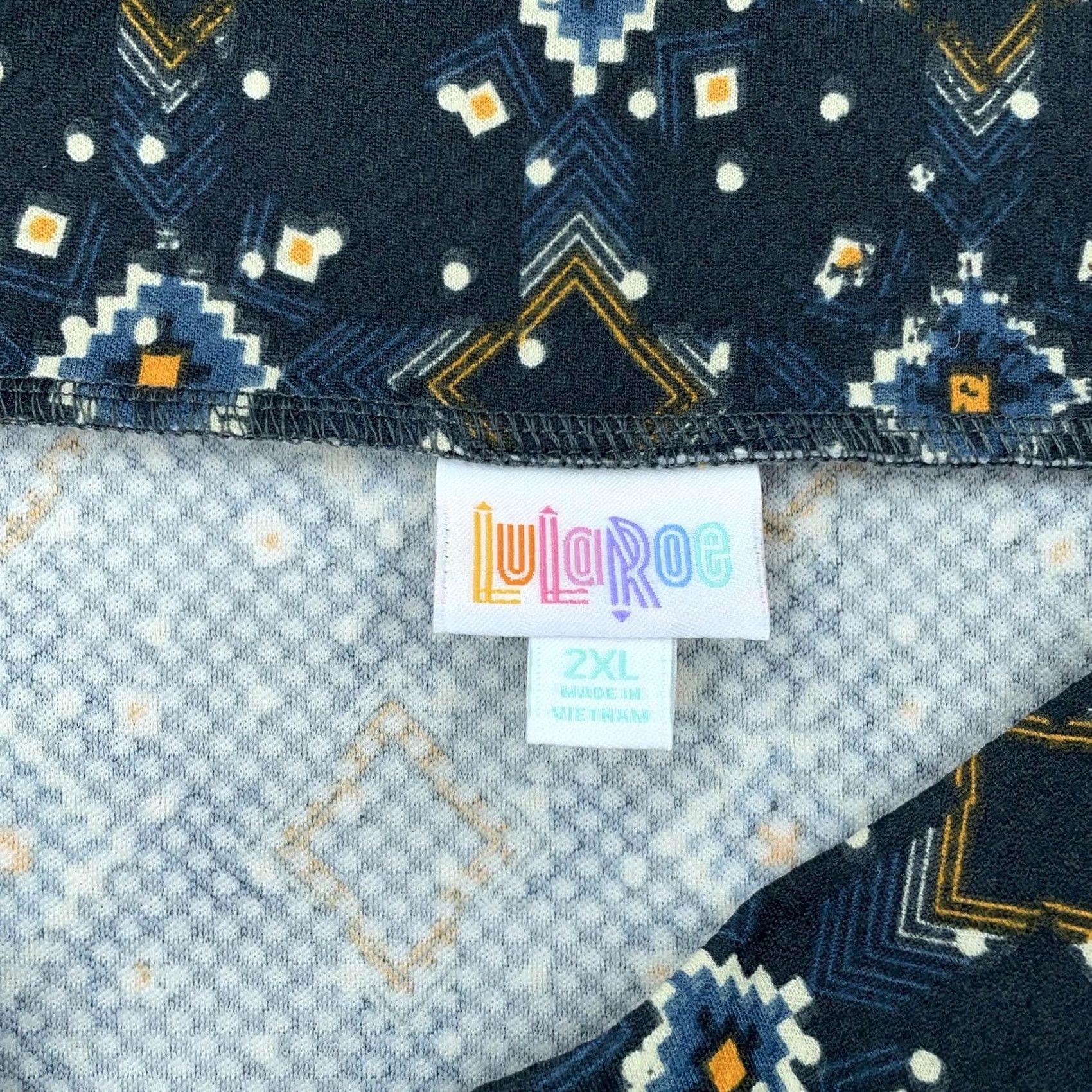 Vintage LuLaRoe Pencil Skirt Womens 2XL Navy Blue Geometric Print Stretch Knit Size 40" / US 18 - 7 Thumbnail