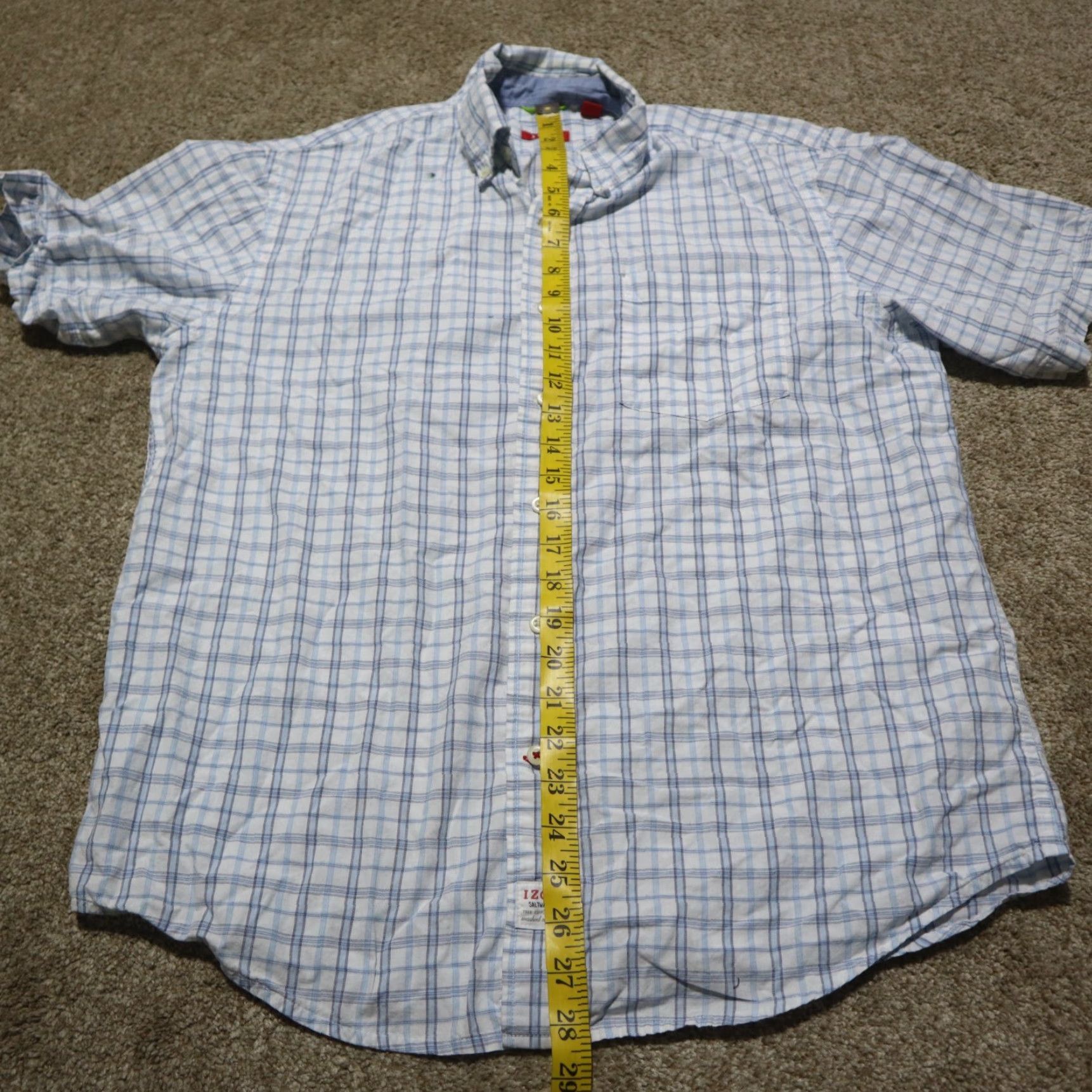 Izod VINTAGE IZOD Men's Short Sleeve Plaid Button-Down Shirt Medium Blue Casual 90s Size US M / EU 48-50 / 2 - 7 Thumbnail