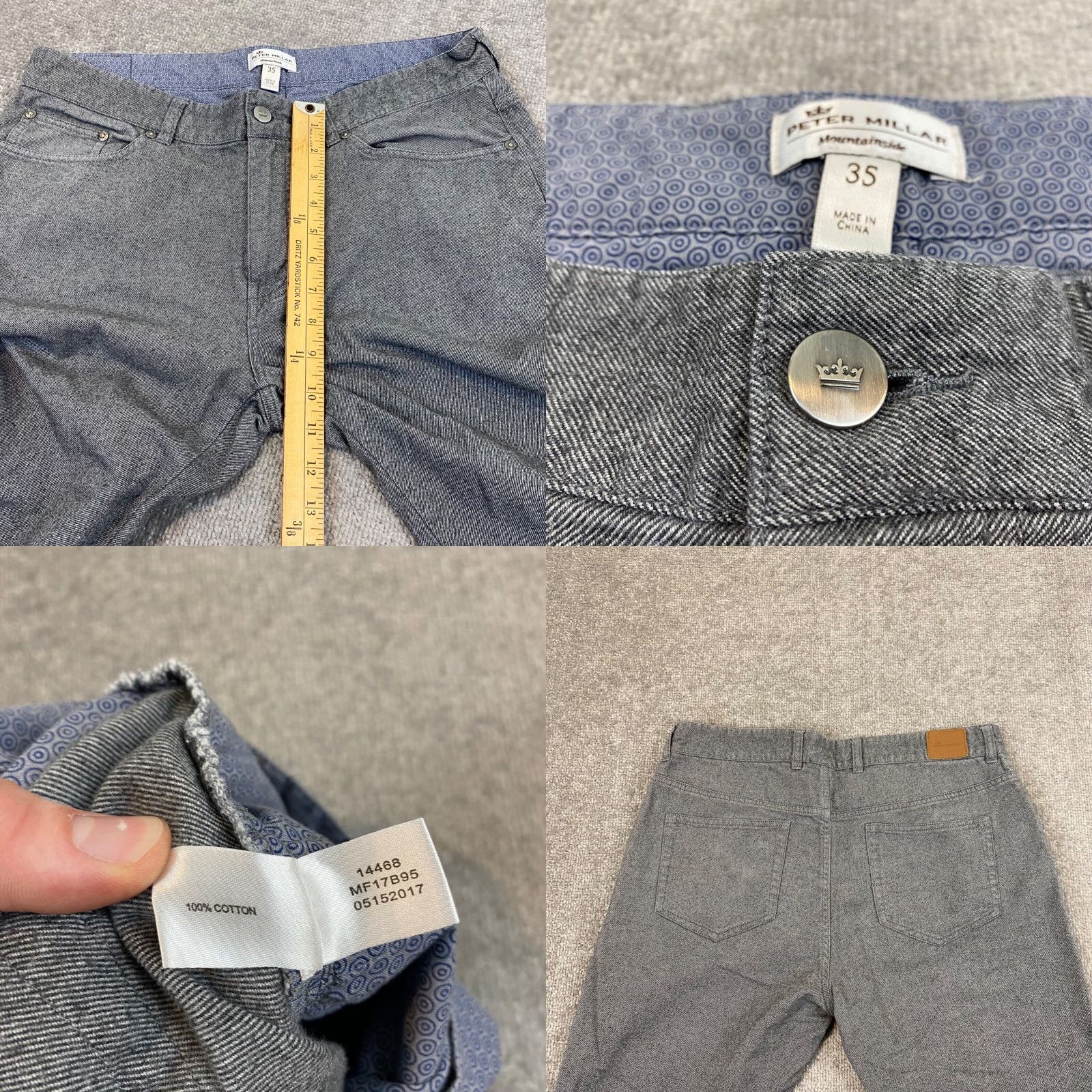 Peter Millar Vintage Peter Millar Mountainside Pants Men's 34x29 Gray Chino Golf Casual Size US 35 - 8 Thumbnail