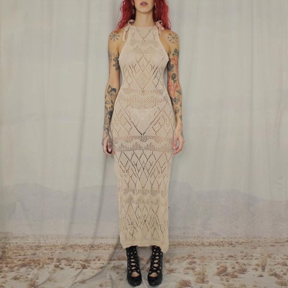 Vintage 🪽CROCHET MAXI DRESS🪽 Size S / US 4 / IT 40 - 2 Thumbnail